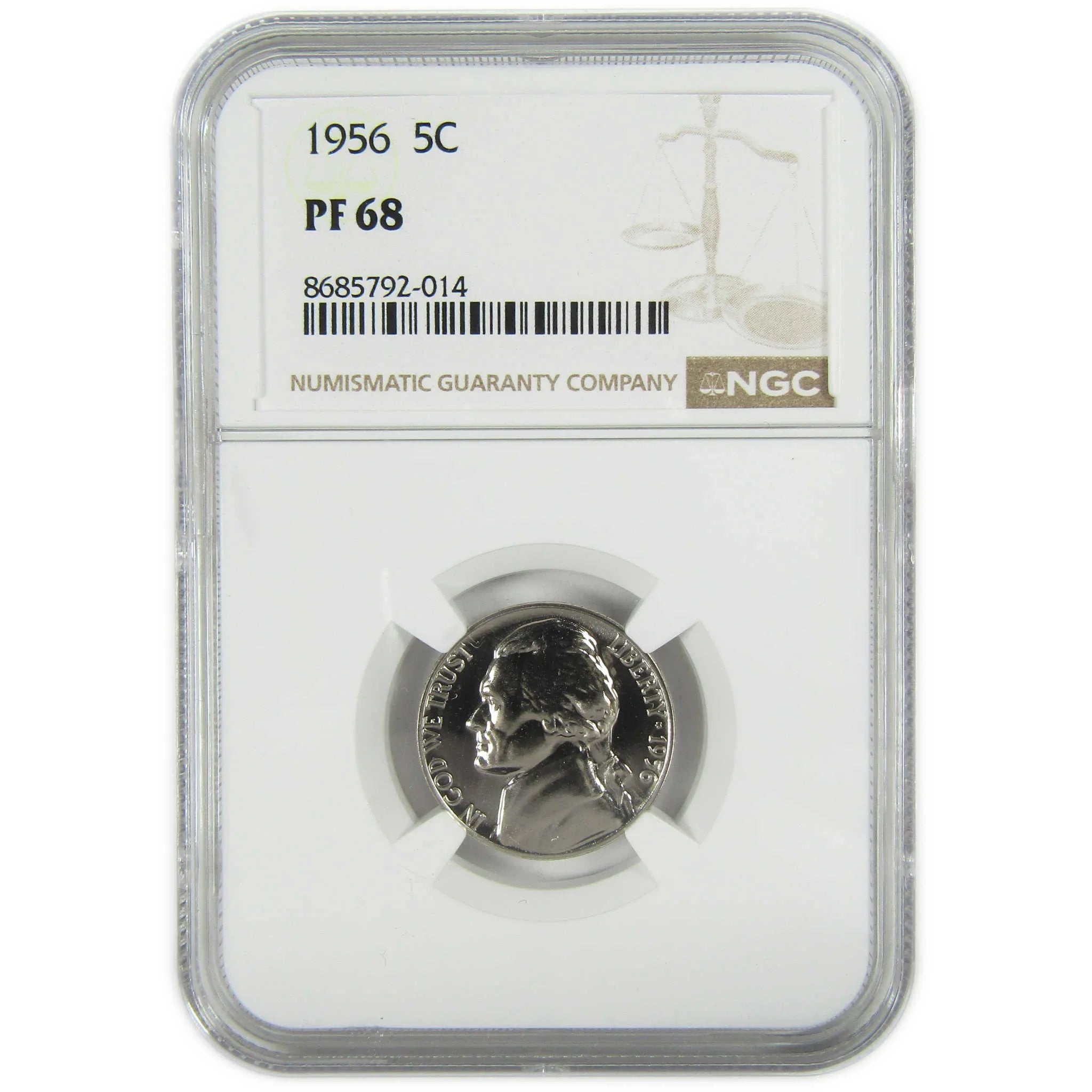 1956 Jefferson Nickel PF 68 NGC Proof 5c Coin Collectible SKU:I27379