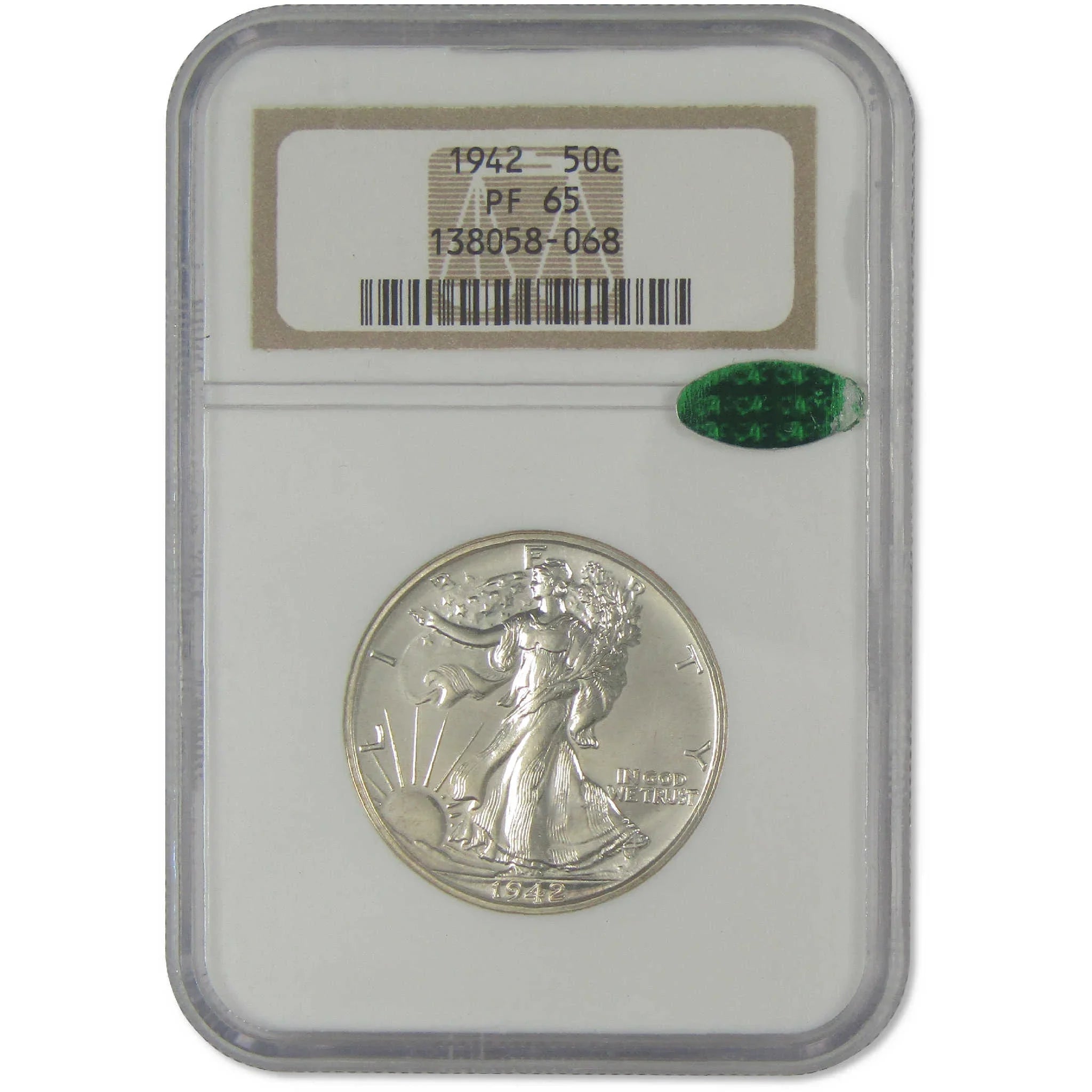 1942 Liberty Walking Half Dollar PF 65 NGC CAC Silver Proof 50c Coin