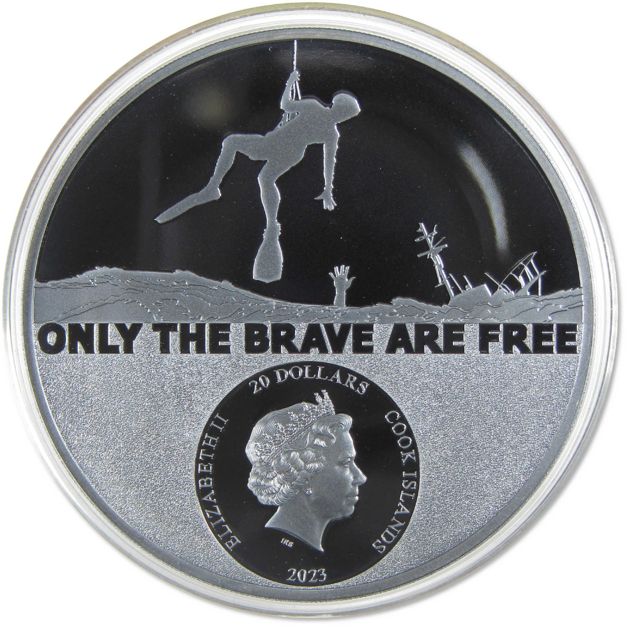 Real Heroes Coast Guard 3 oz Silver Black Proof $20 2023 Cook Islands