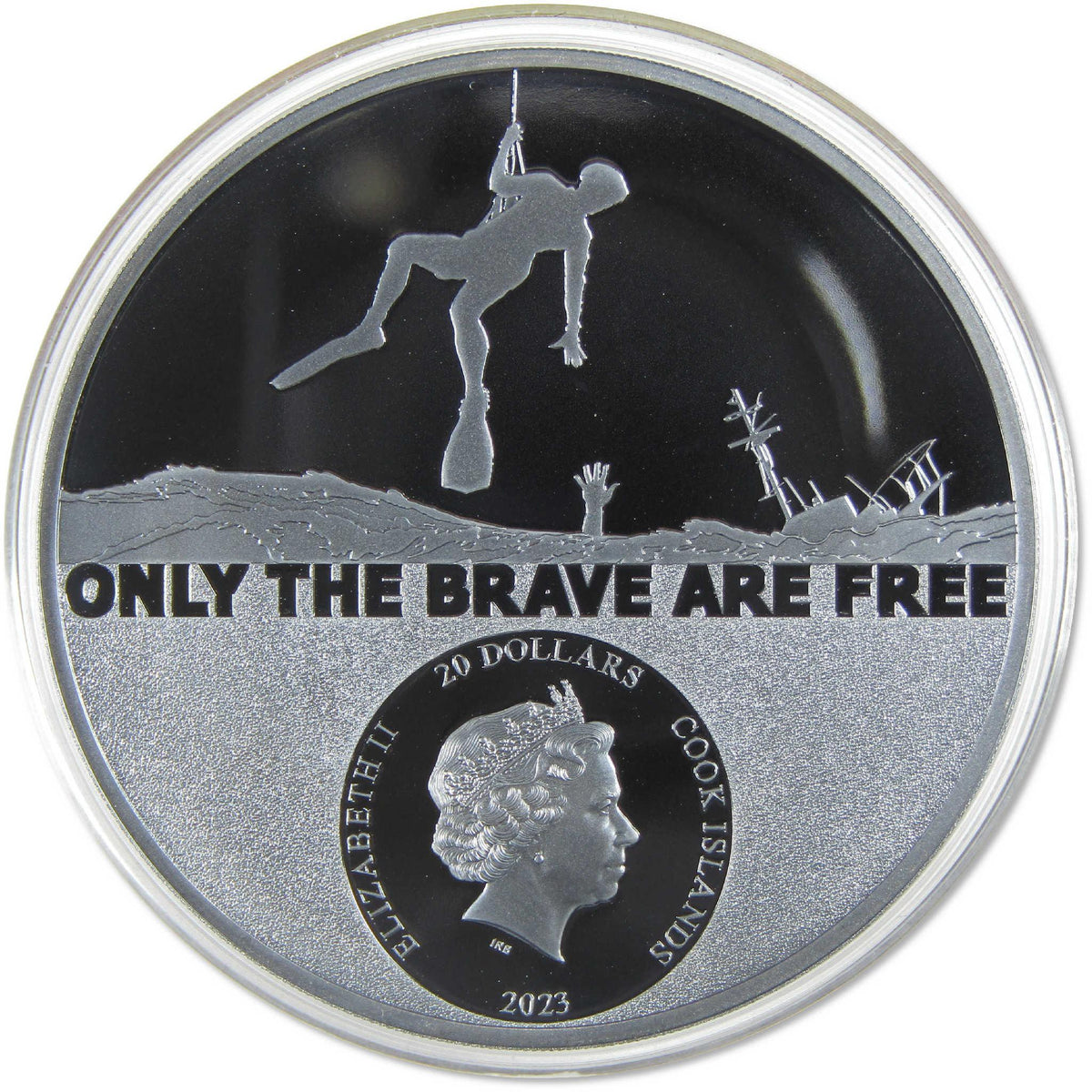 Real Heroes Coast Guard 3 oz Silver Black Proof $20 2023 Cook Islands