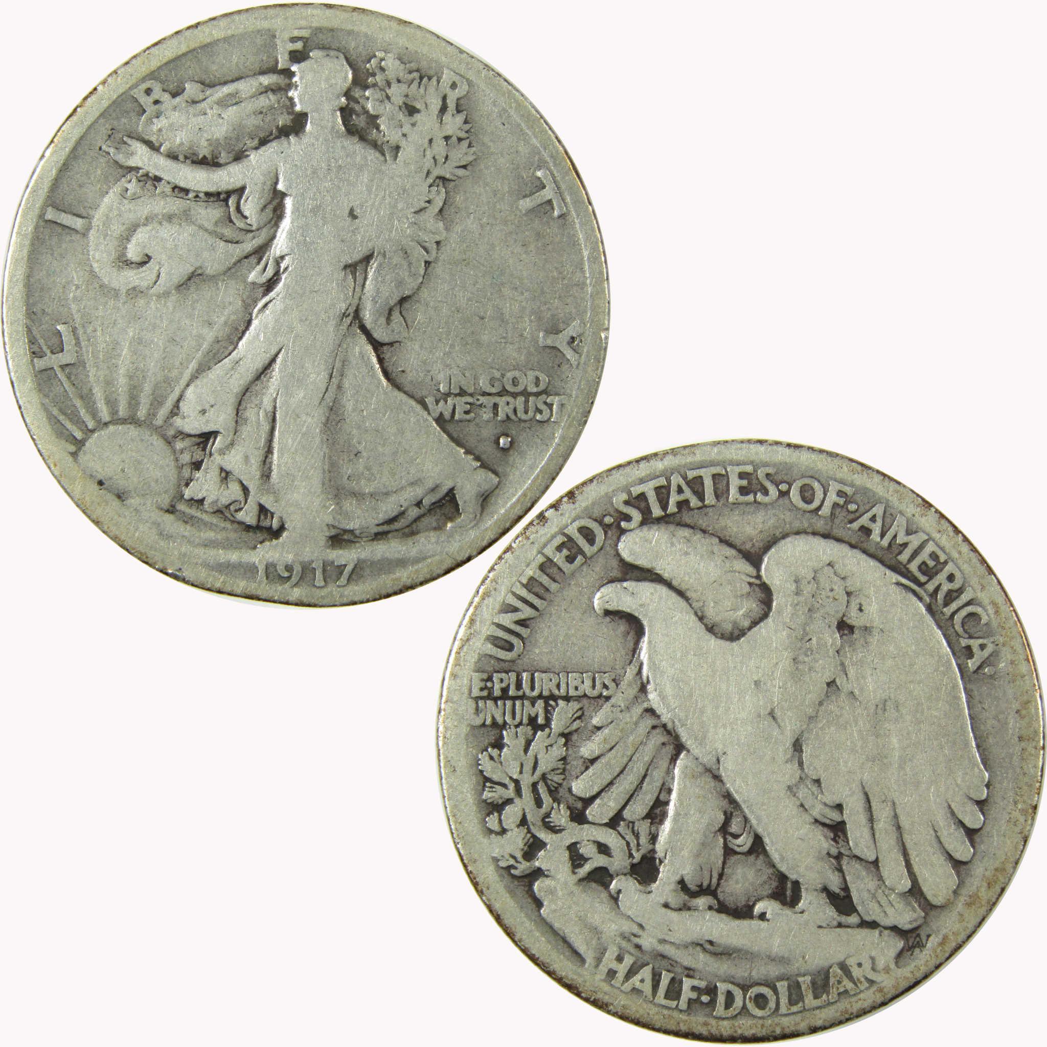 1917 S Obverse Liberty Walking Silver 50c VG Very Good SKU:CP1455