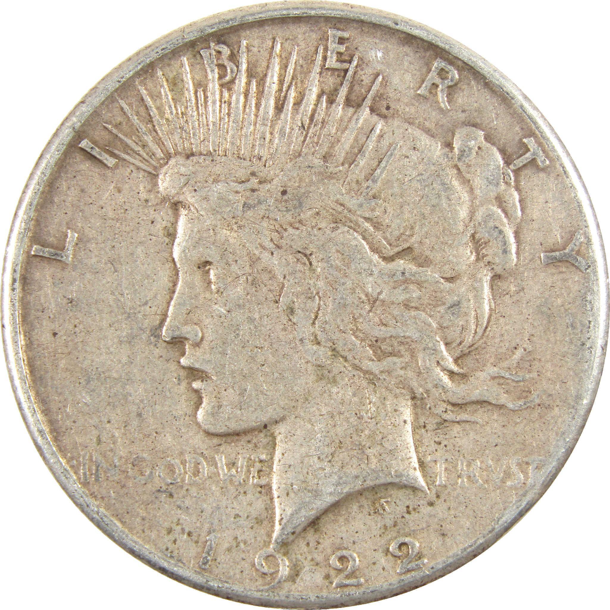 1922 S Peace Dollar VG Very Good Silver $1 Coin