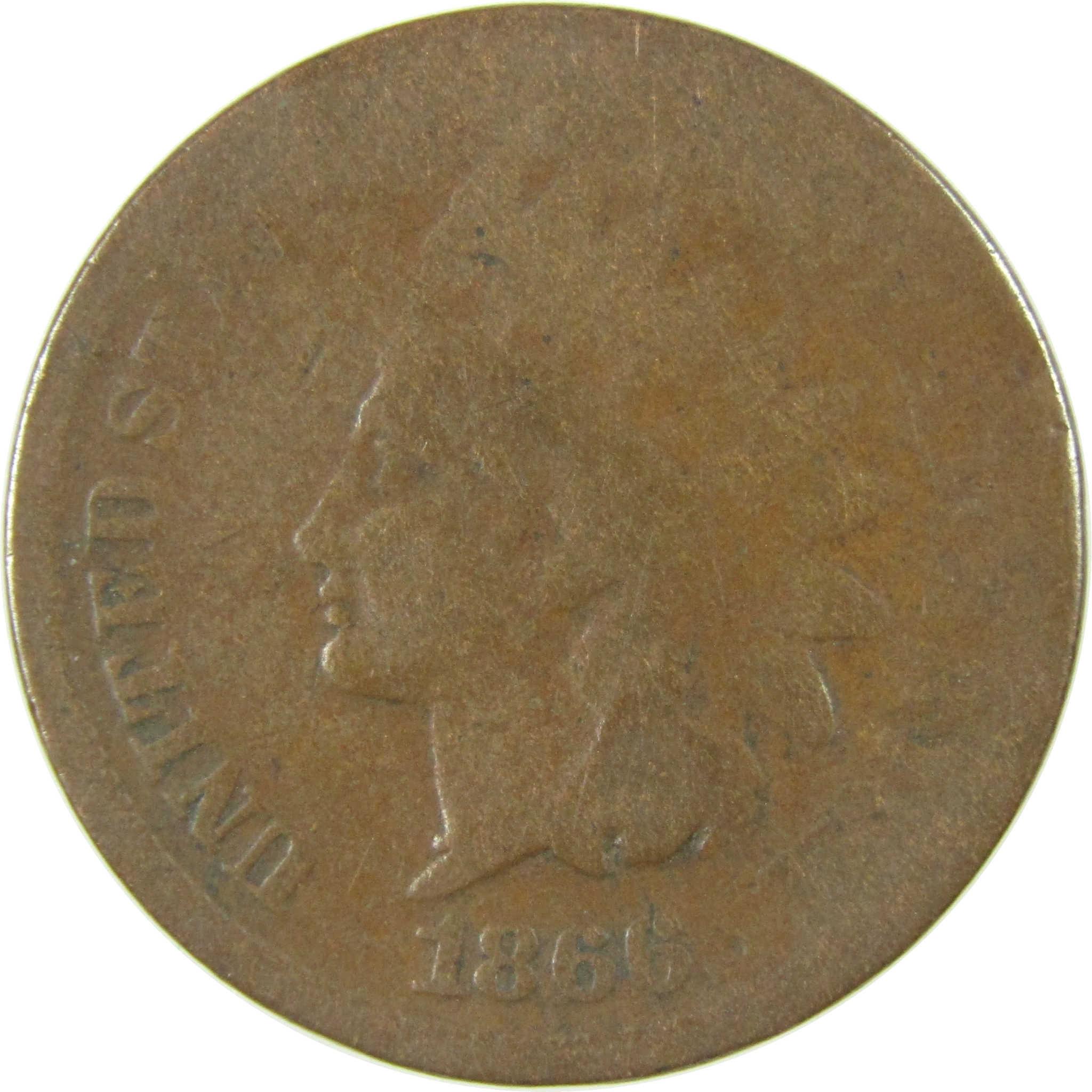 1866 Indian Head Cent G Good Penny 1c Coin Collectible SKU:I27817
