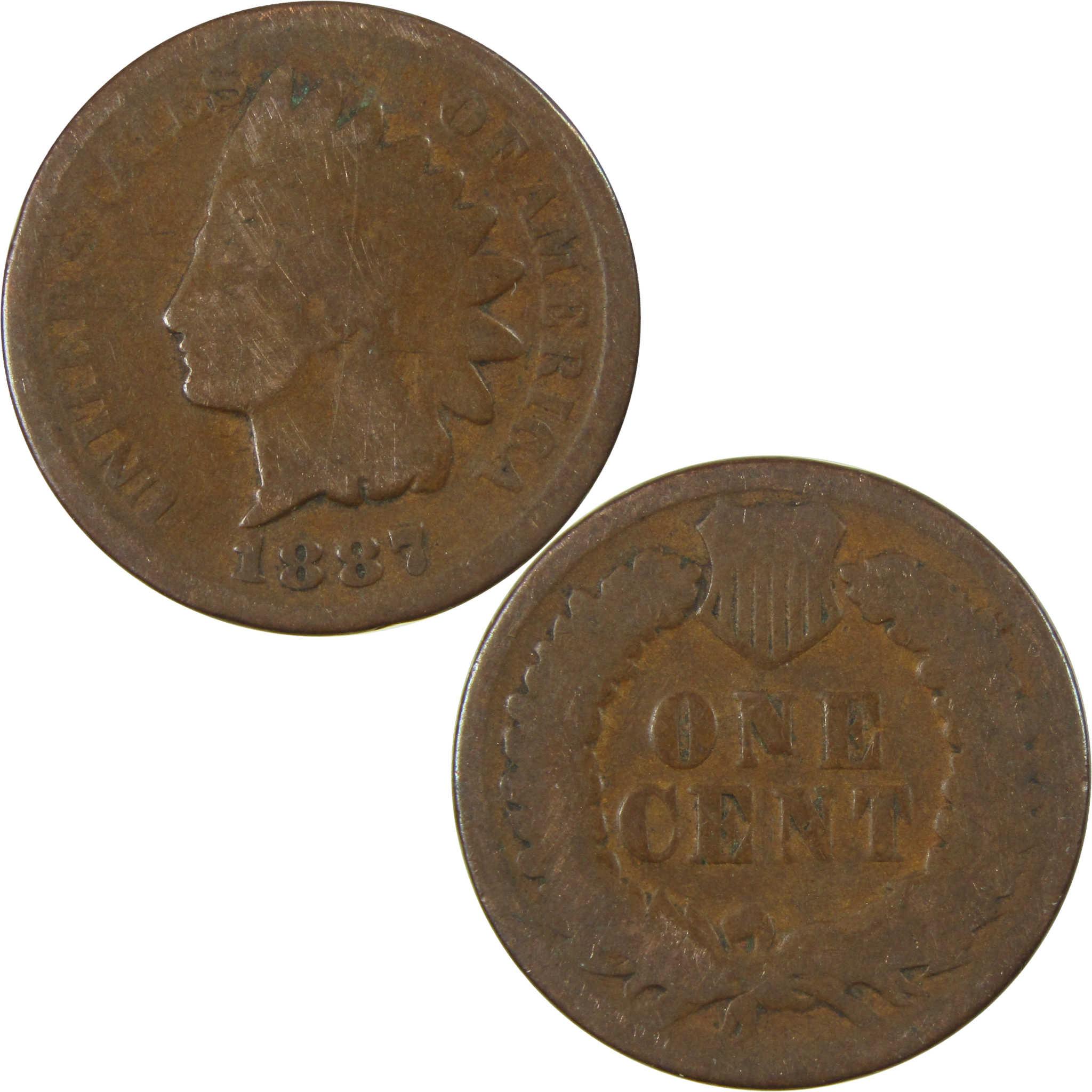 1887 Indian Head Cent G Good Penny 1c Coin SKU:I27053