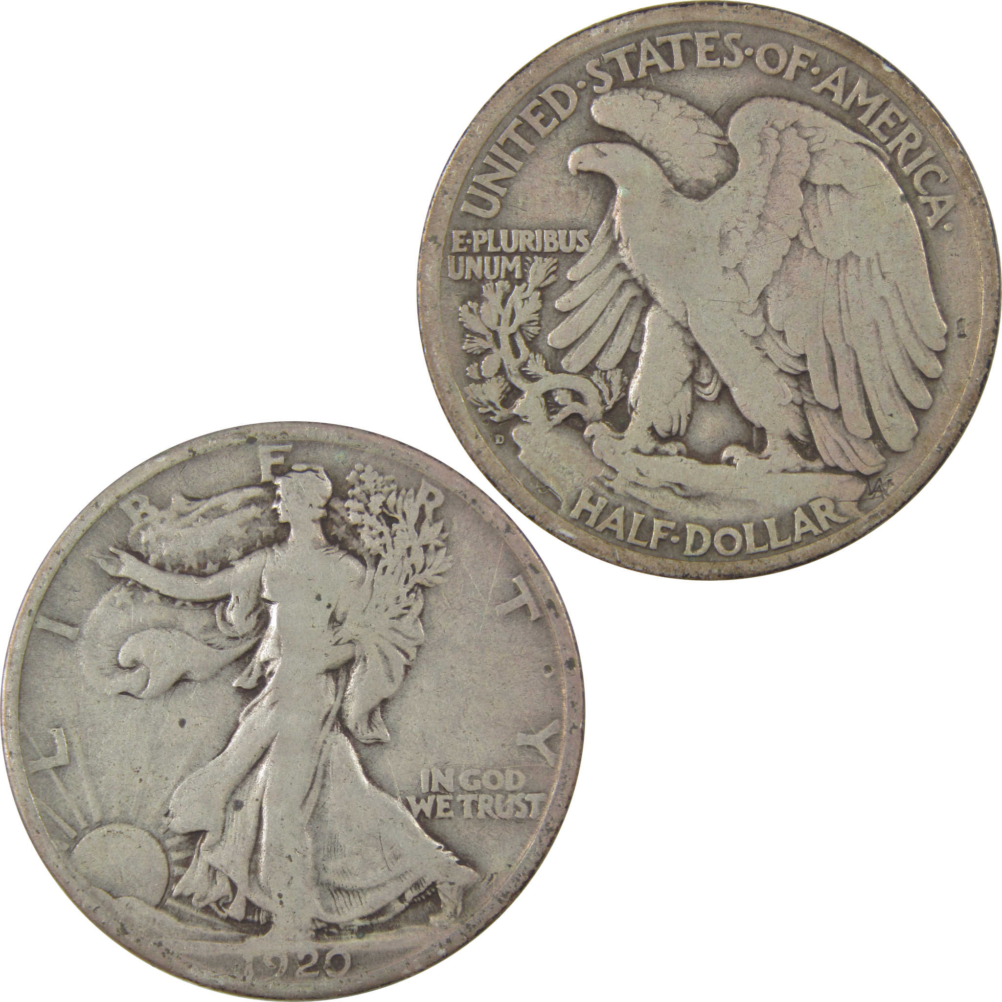 1920 D Liberty Walking Silver Half Dollar VG Very Good Coin SKU:I24153