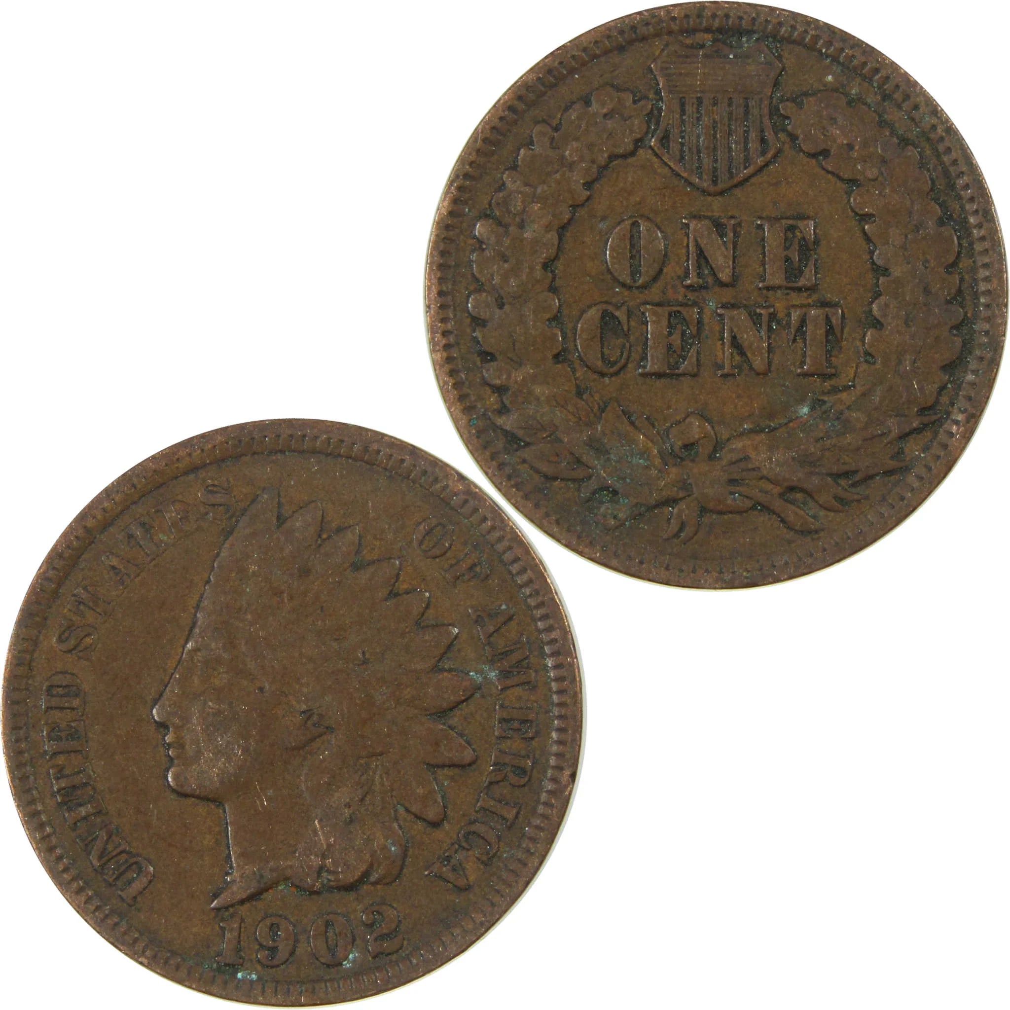 1902 Indian Head Cent F Fine Penny 1c Coin SKU:I27058