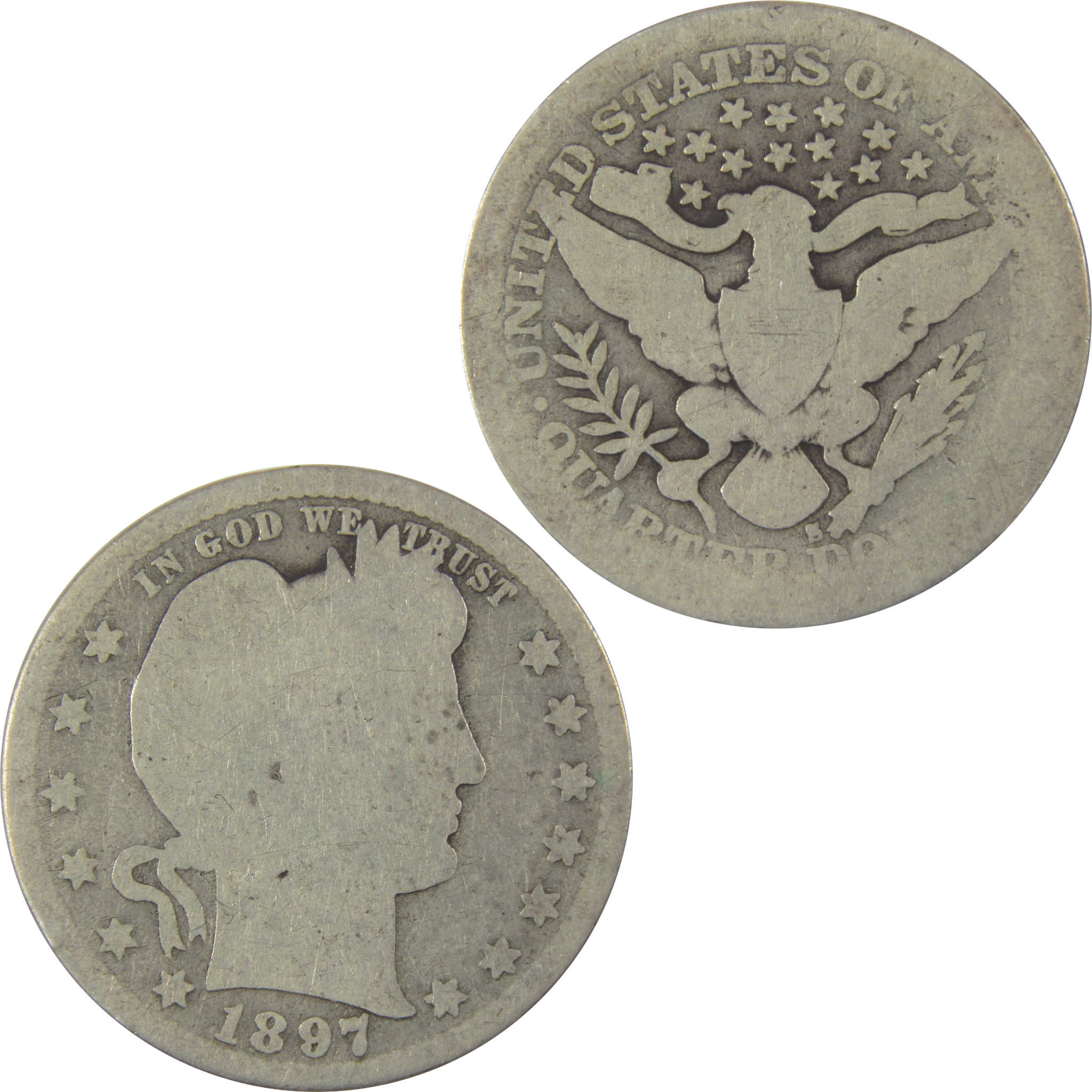 1897 S Barber Quarter AG About Good Silver 25c Coin SKU:I19767