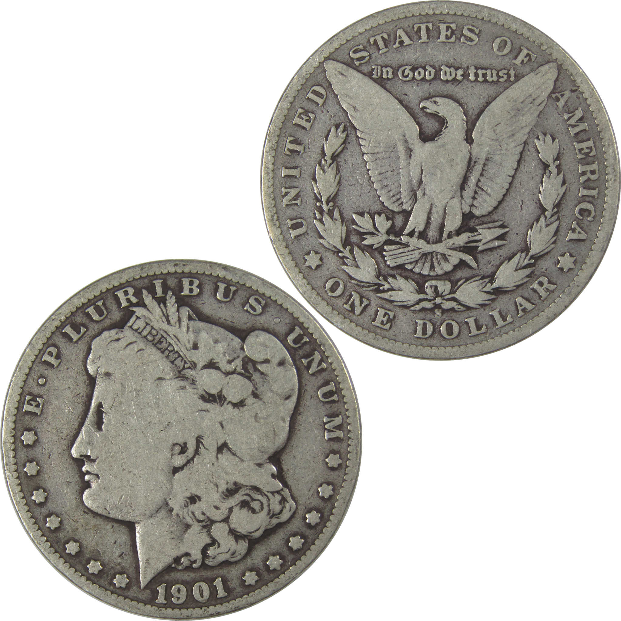 1901 S Morgan Dollar VG Very Good Silver $1 Coin SKU:I22810 - Morgan coin - Morgan silver dollar - Morgan silver dollar for sale - Profile Coins & Collectibles