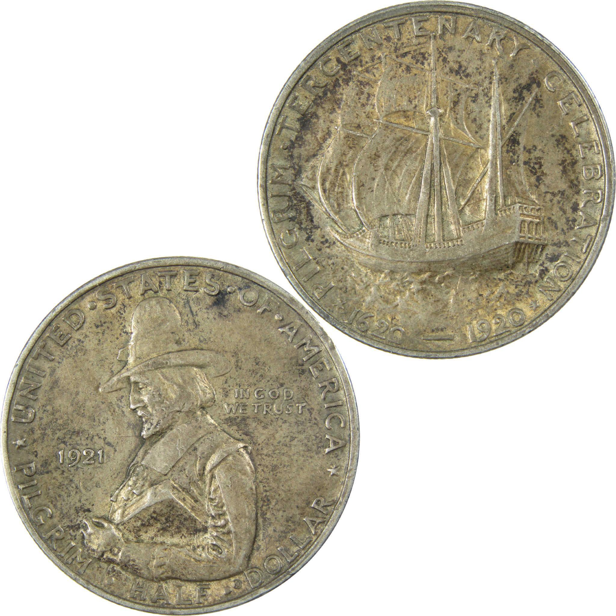 1921 Pilgrim Commemorative Silver Half Dollar XF EF Extremely Fine