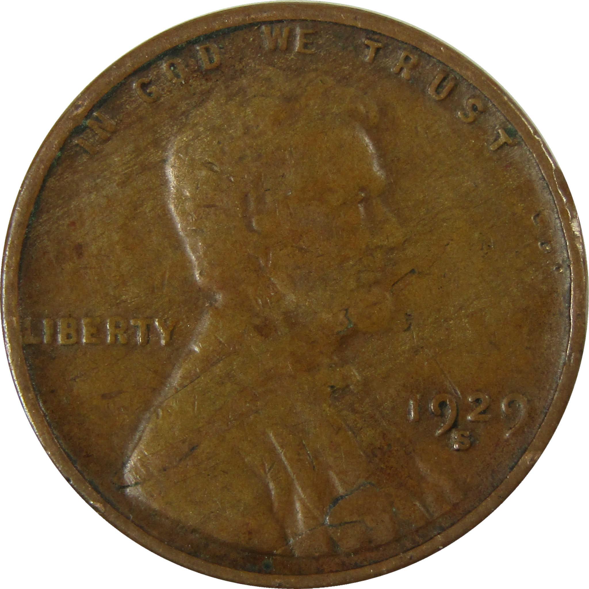 1929 S Lincoln Wheat Cent VG Very Good Penny 1c Coin SKU:I26676