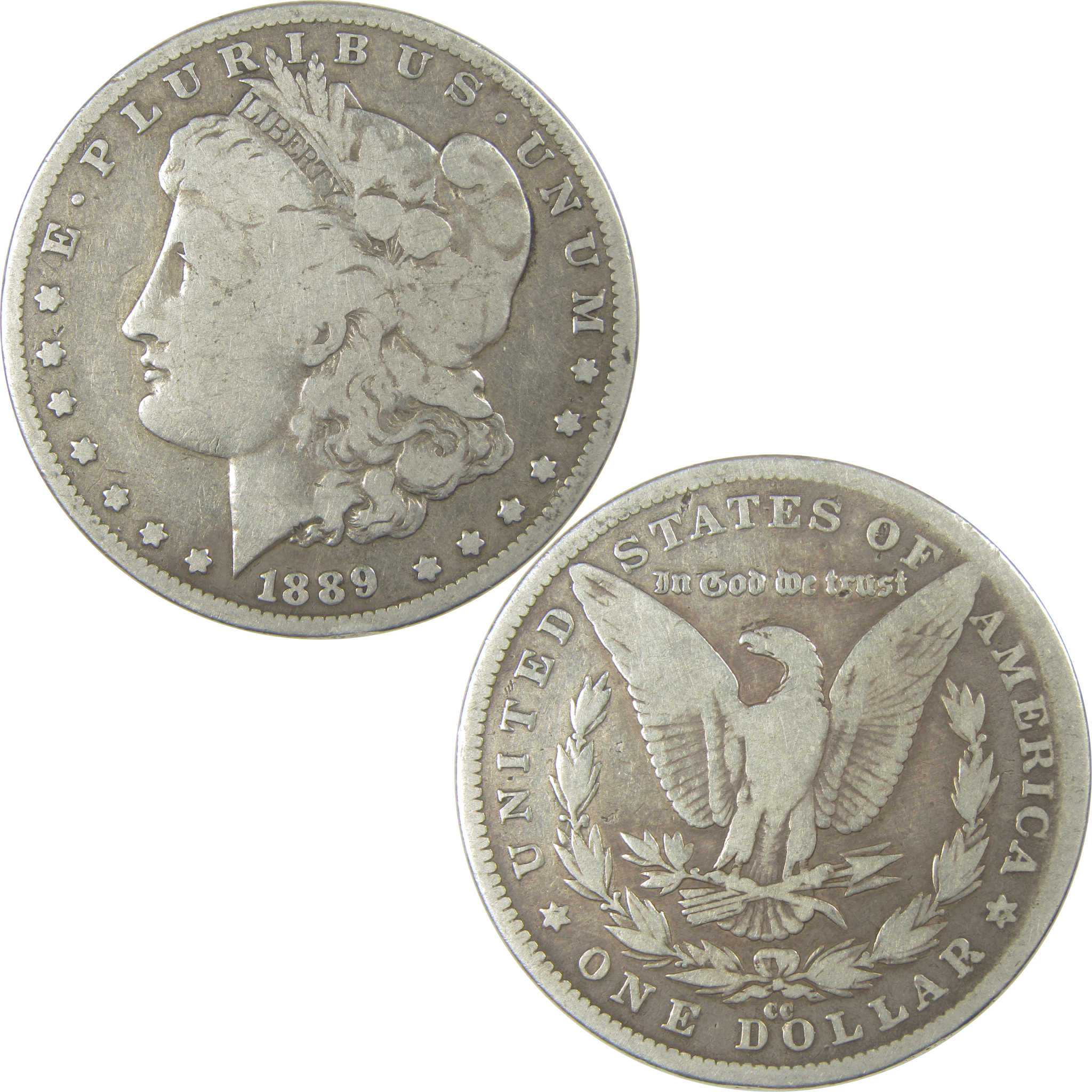 1889 CC Morgan Dollar VG Very Good Silver $1 Coin SKU:I20589 - Morgan coin - Morgan silver dollar - Morgan silver dollar for sale - Profile Coins & Collectibles