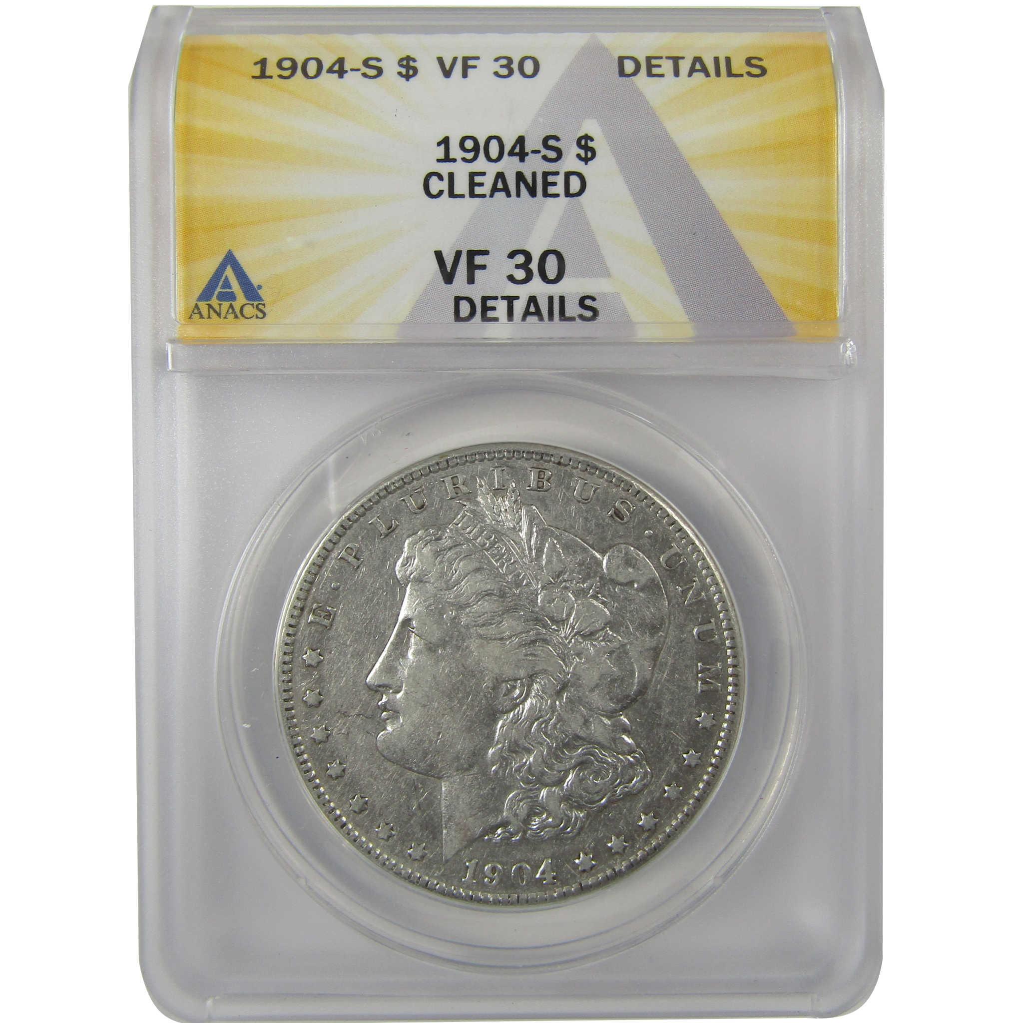 1904 S Morgan Dollar VF 30 Details ANACS Silver $1 Coin SKU:I21146 - Morgan coin - Morgan silver dollar - Morgan silver dollar for sale - Profile Coins & Collectibles