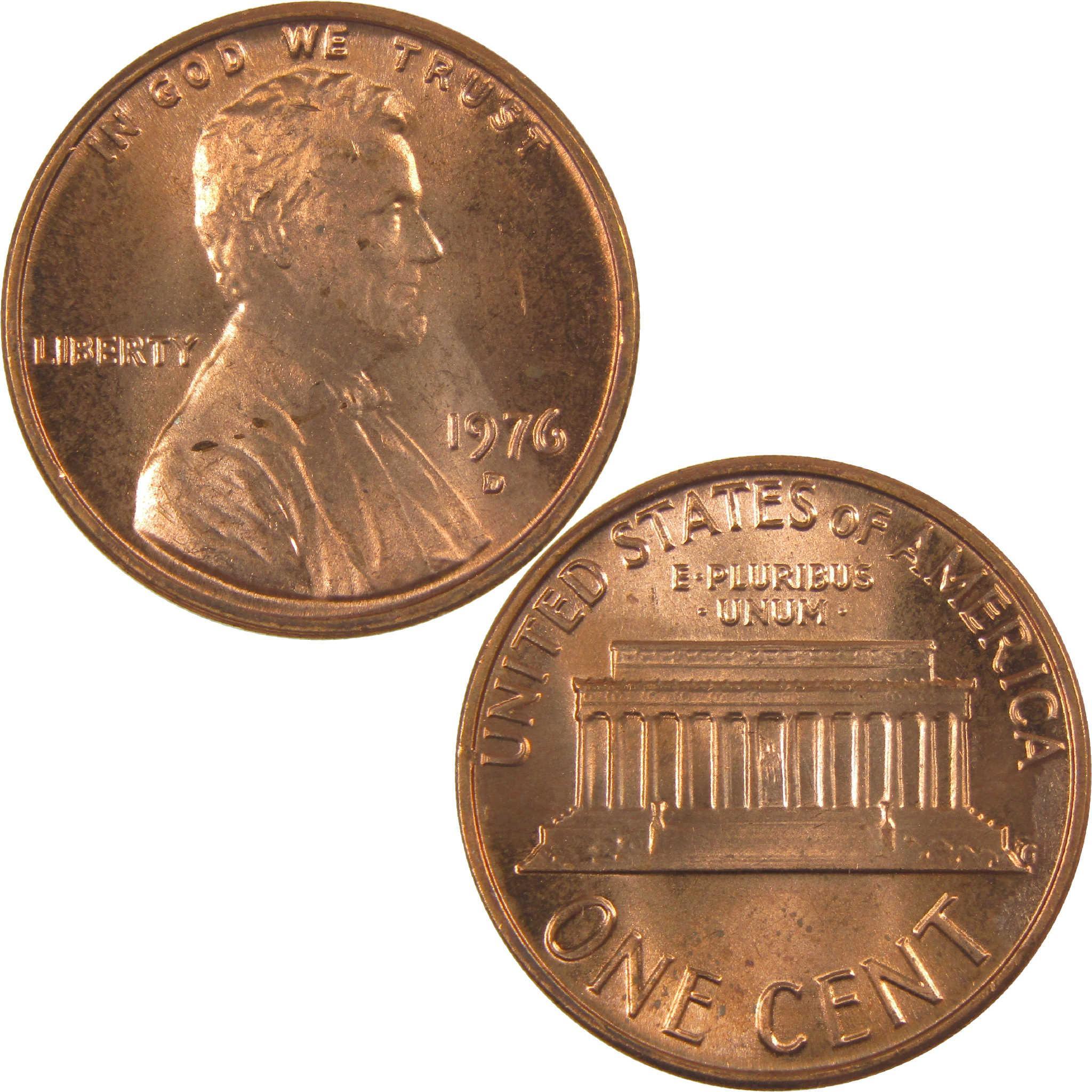 1976 D Lincoln Memorial Cent Uncirculated Penny 1c Coin