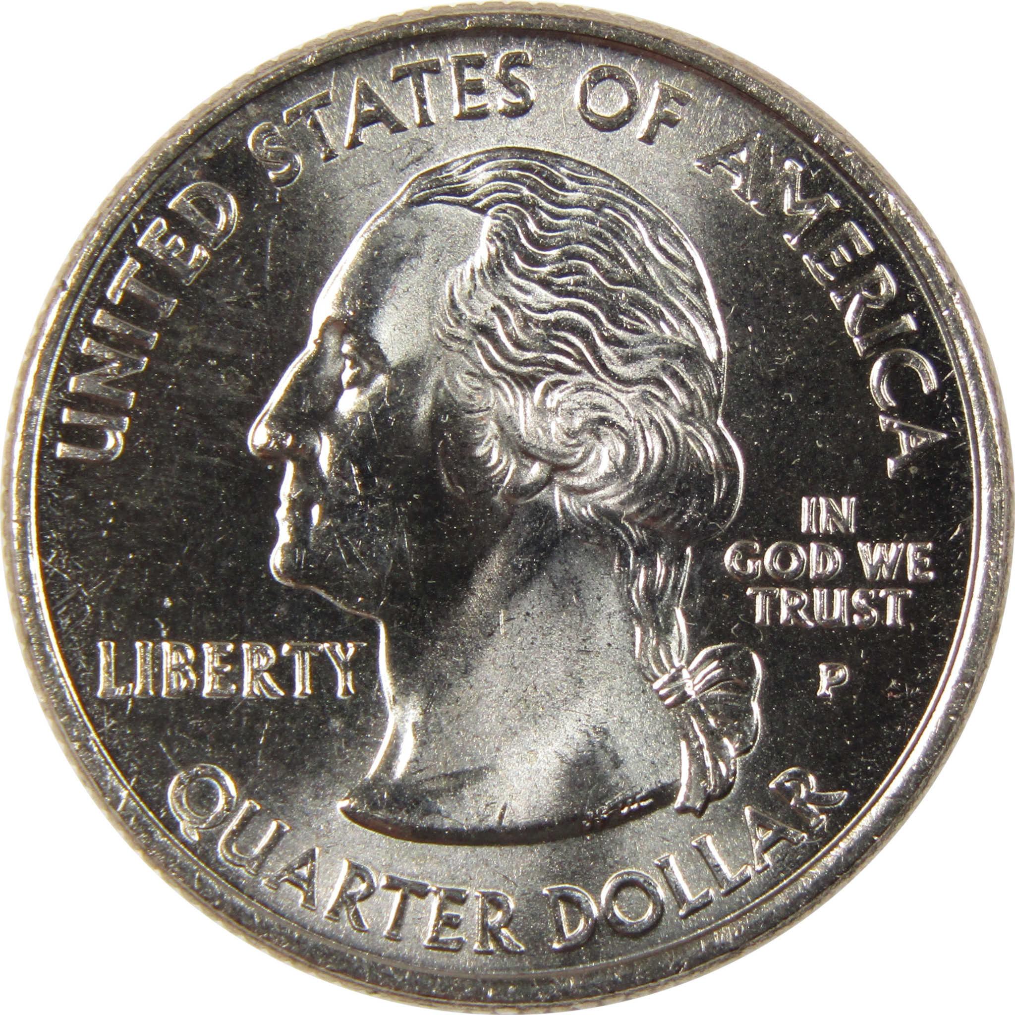United States quarter dollar coin with George Washington profile, mint mark P, collectible coin