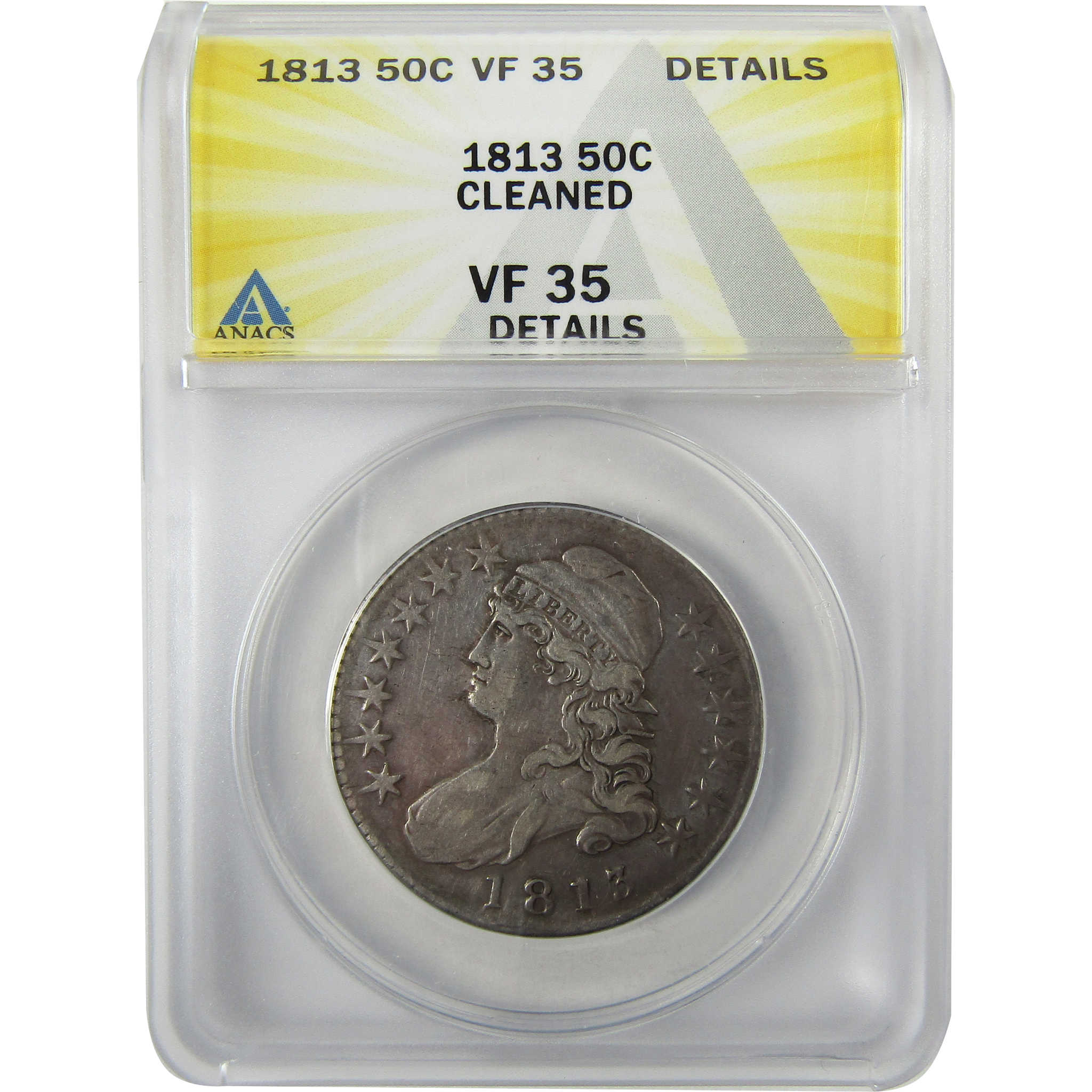 1813 Capped Bust Silver Half Dollar VF 35 Details ANACS SKU:I27999