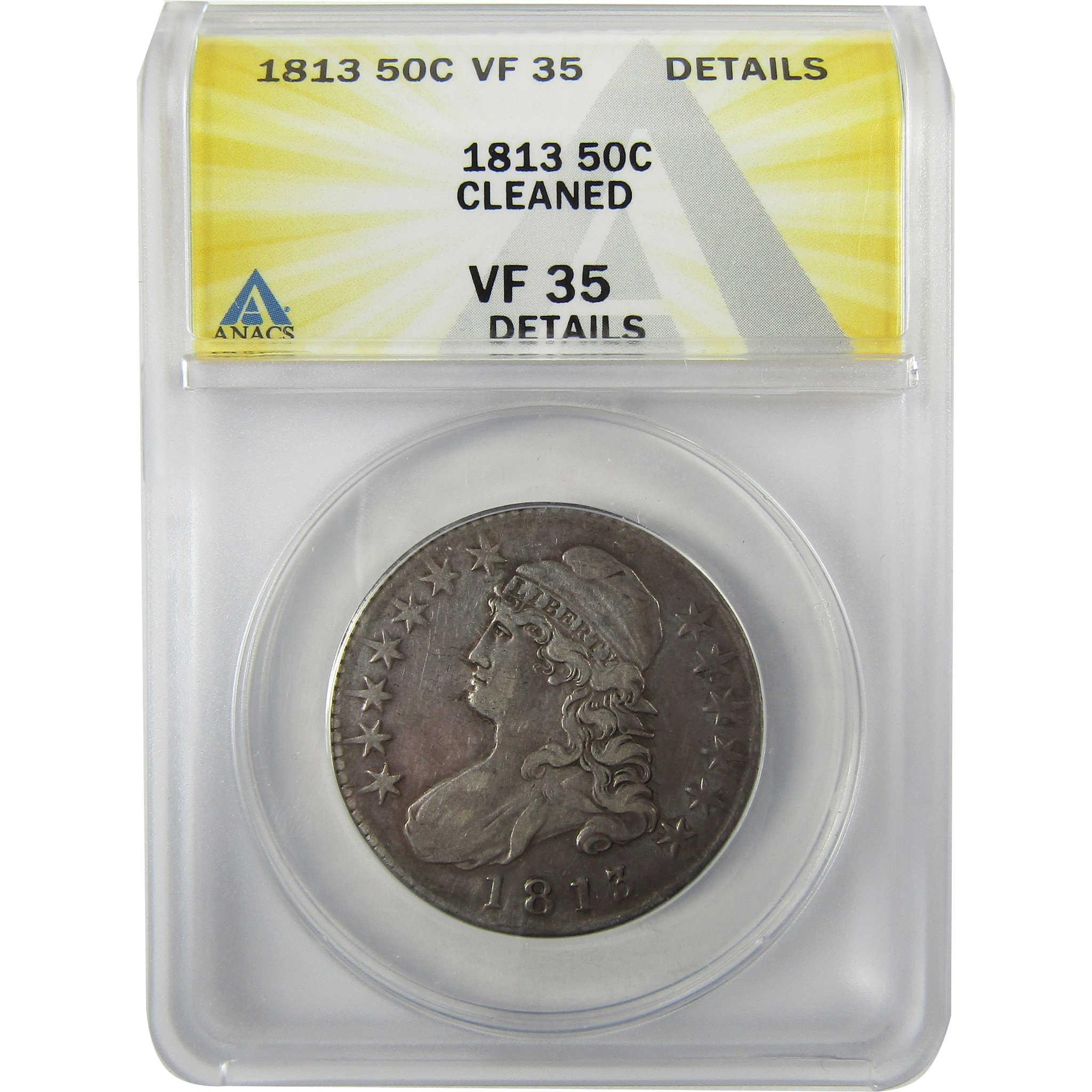 1813 Capped Bust Silver Half Dollar VF 35 Details ANACS SKU:I27999