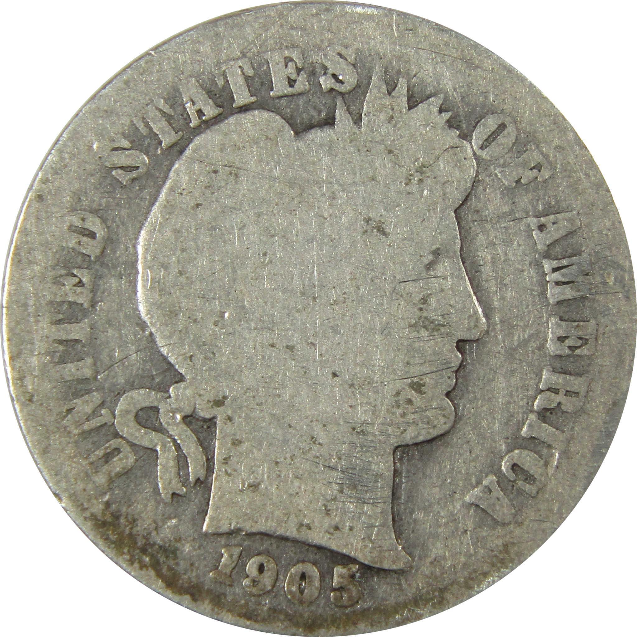 1905 O Micro O Barber Silver Dime AG About Good Details SKU:I26620