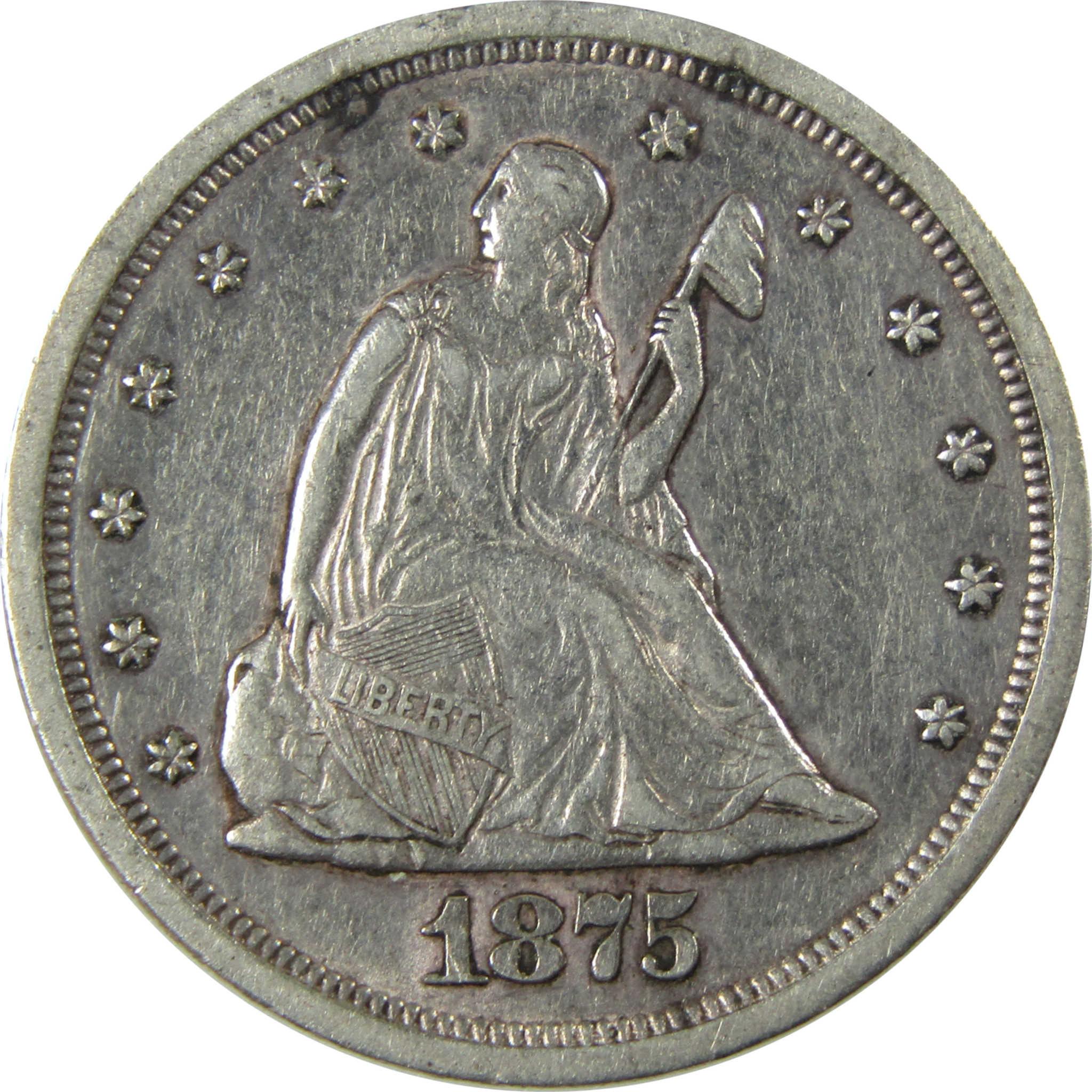 1875 S/S Seated Liberty Silver 20c Piece XF EF Details SKU:I26417