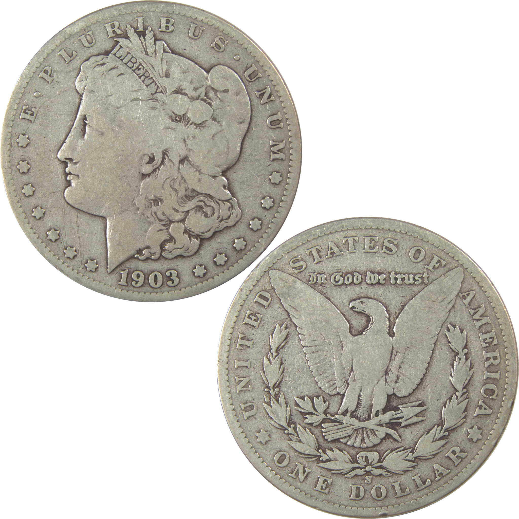 1903 S Morgan Dollar VG Very Good Silver $1 Coin SKU:I22267 - Morgan coin - Morgan silver dollar - Morgan silver dollar for sale - Profile Coins & Collectibles