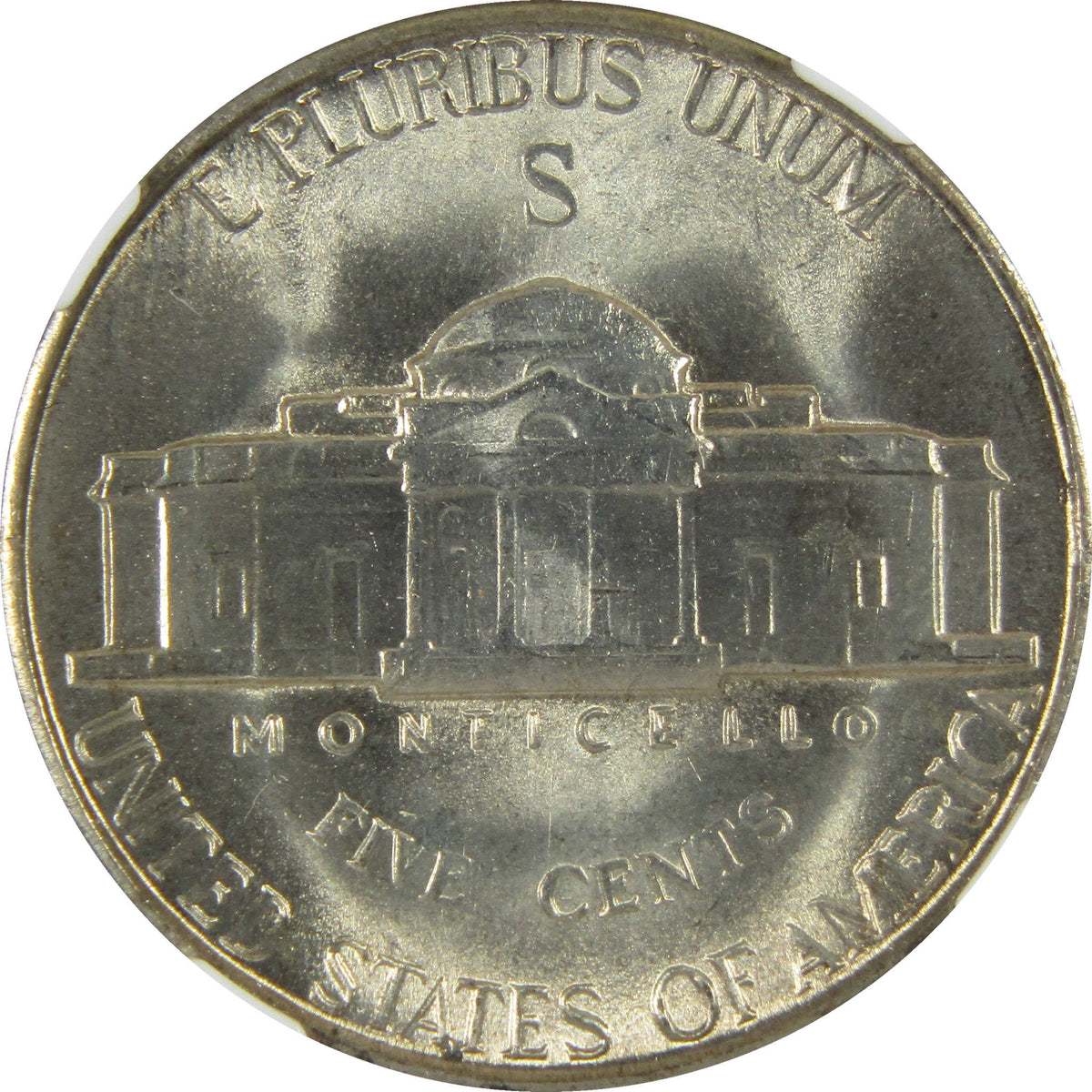1945 S Jefferson Wartime Silver Nickel MS 66 NGC 5c Coin SKU:I28835