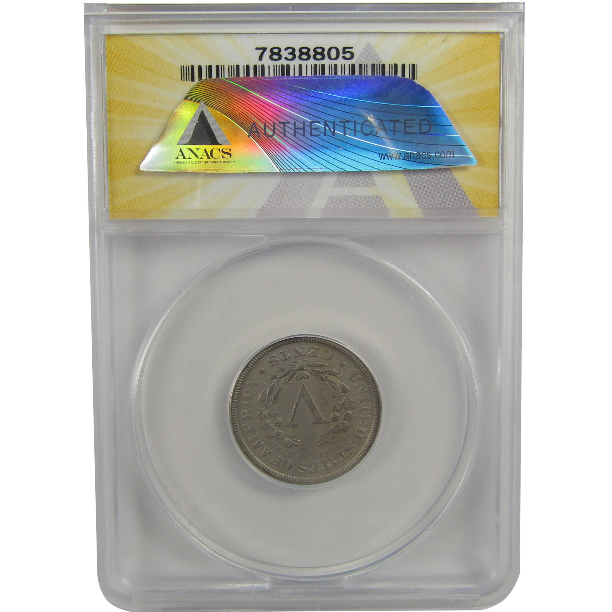 1883 With Cents Liberty Head V Nickel AU 50 Details ANACS SKU:I22317