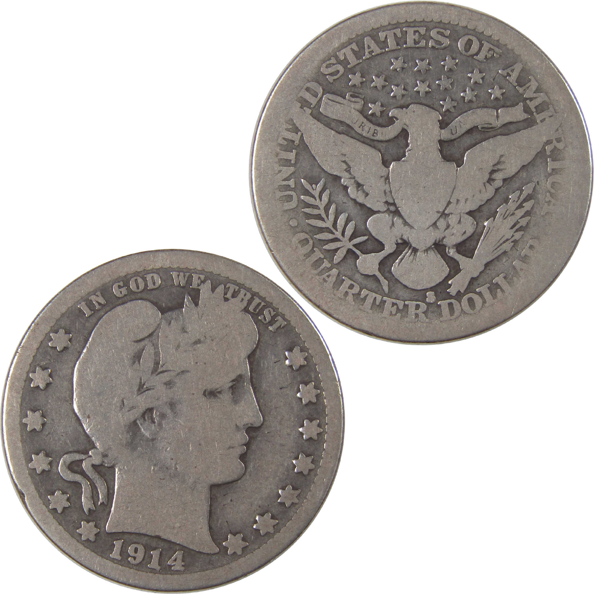 1914 S Barber Quarter AG About Good Silver 25c Coin SKU:I18119