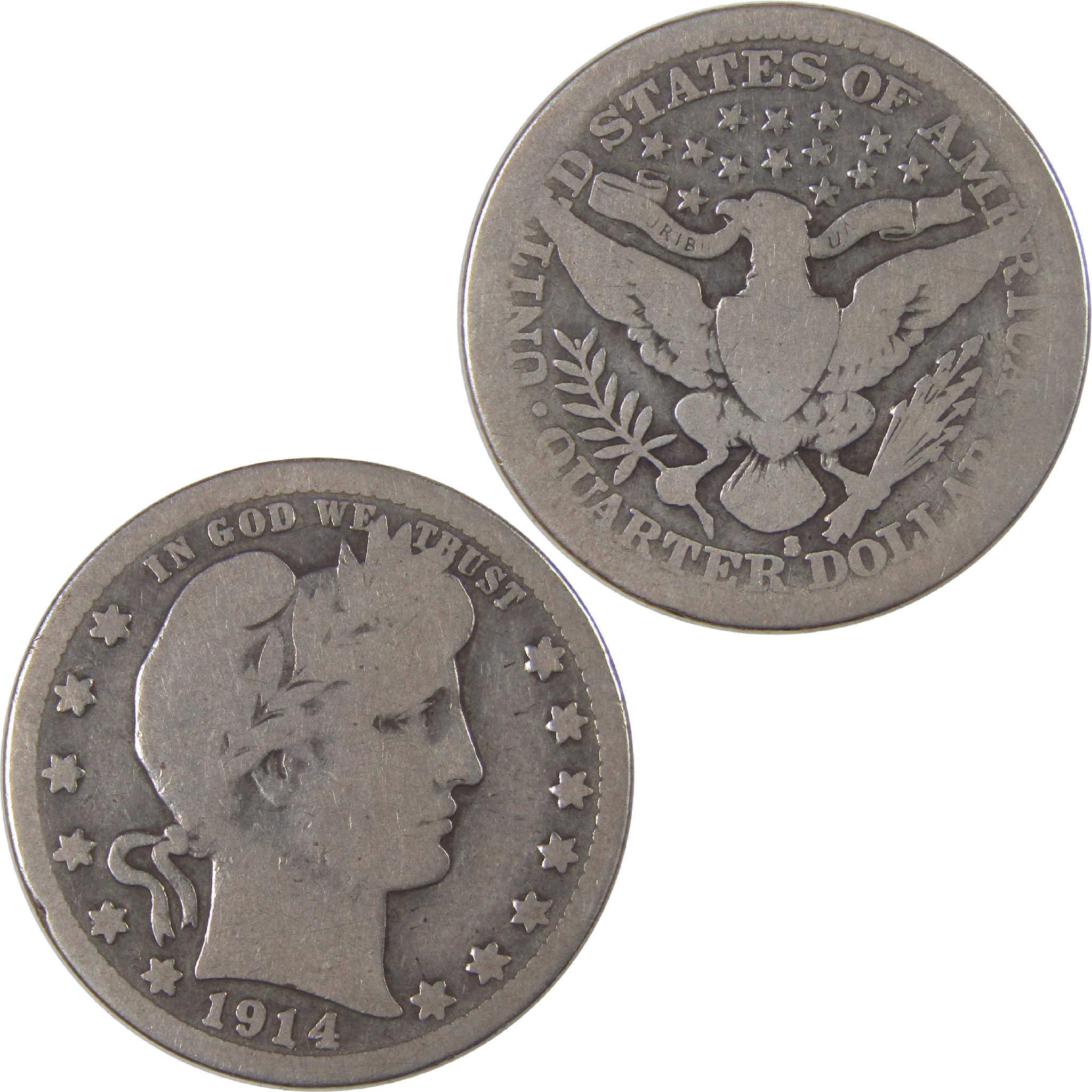 1914 S Barber Quarter AG About Good Silver 25c Coin SKU:I18119