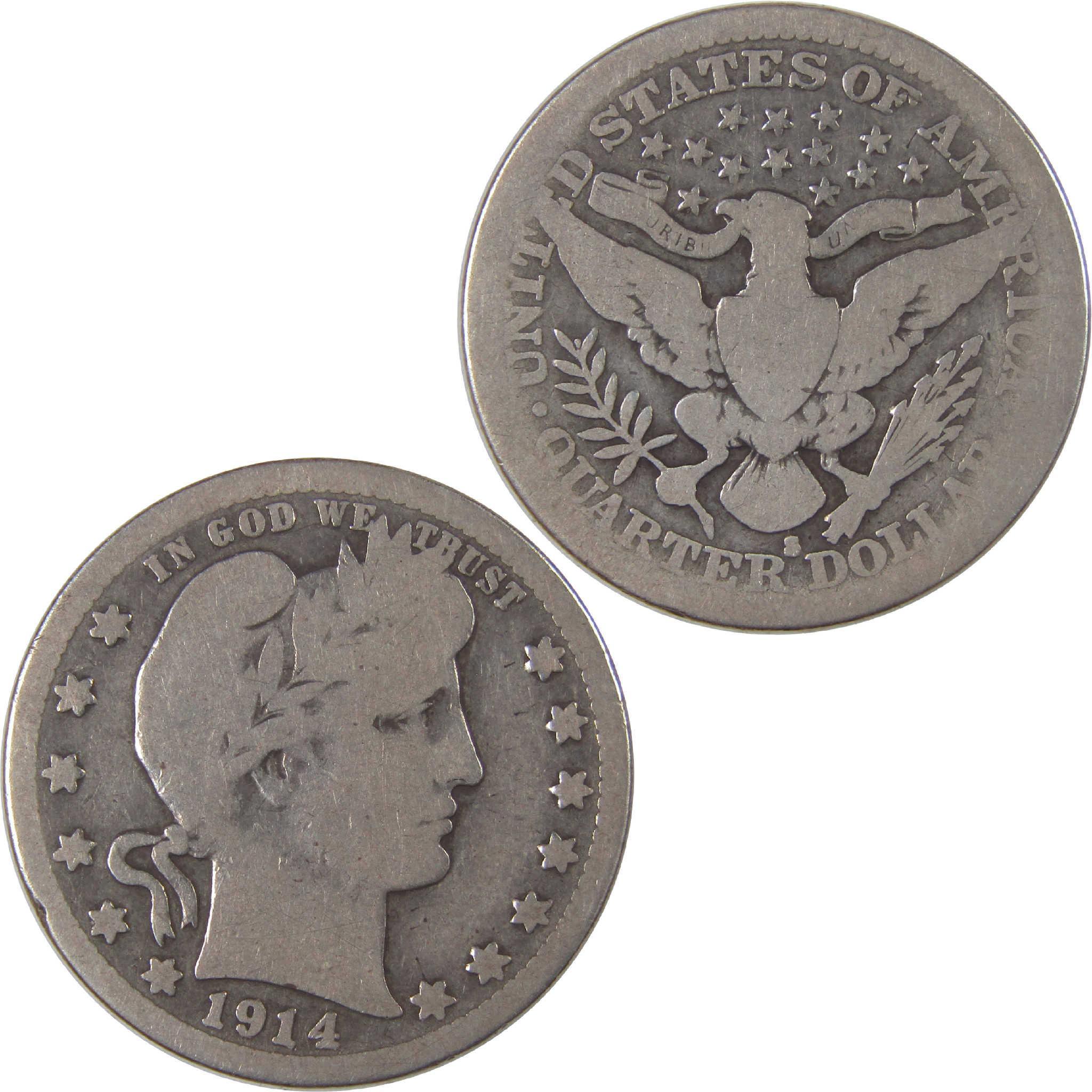 1914 S Barber Quarter AG About Good Silver 25c Coin SKU:I18119