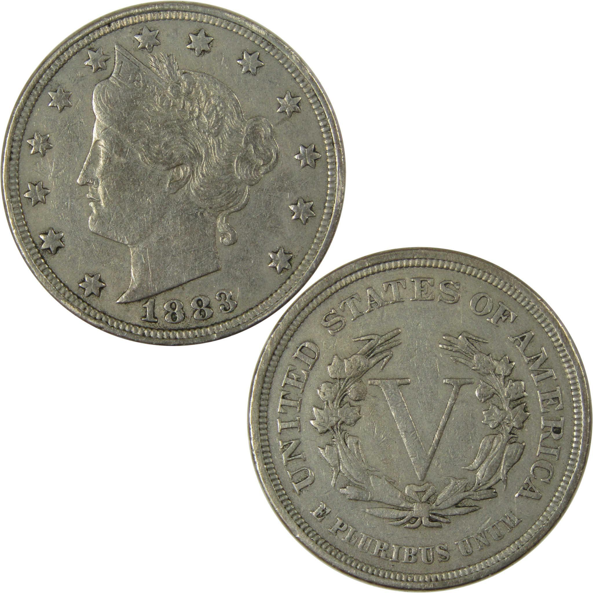 1883 No Cents Liberty Head V Nickel VF Very Fine 5c Coin SKU:I26511