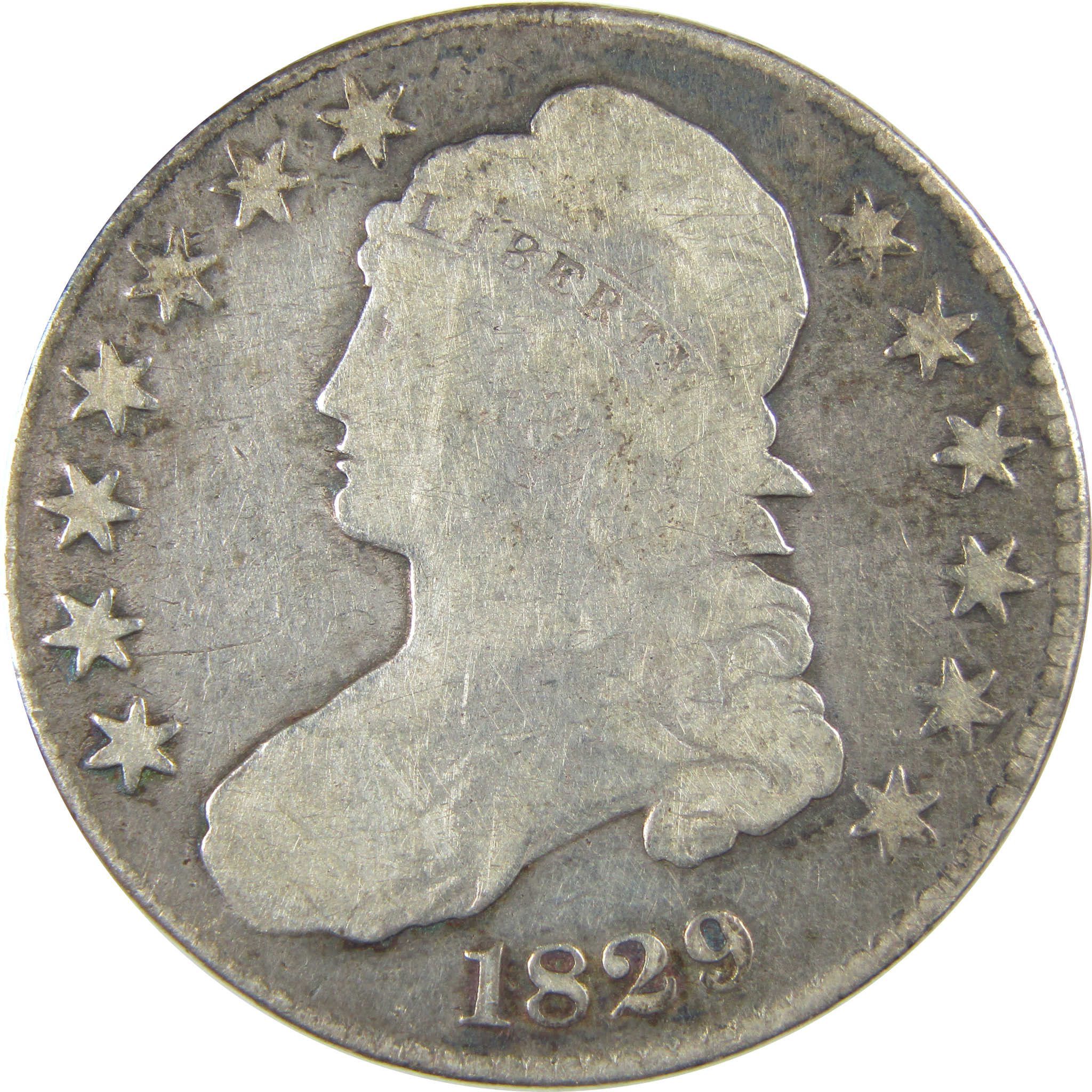 1829 Small Letters Capped Bust Half Dollar VG Details SKU:CPC0916