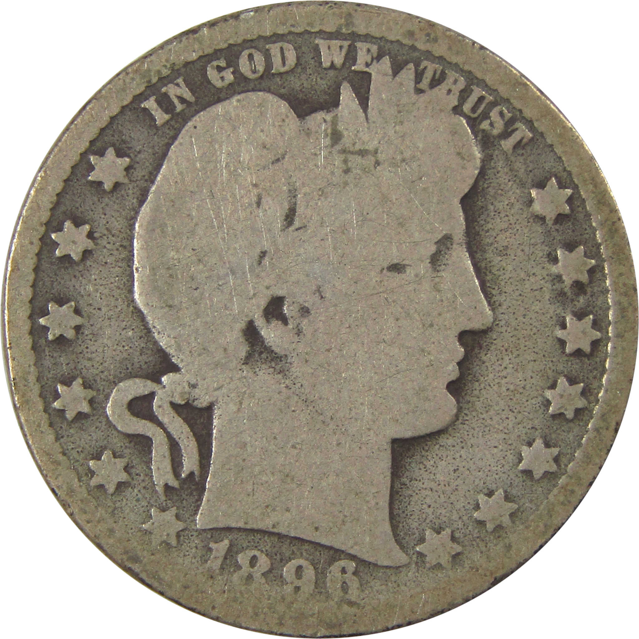 1896 O Barber Quarter AG About Good Silver 25c Coin SKU:I21881