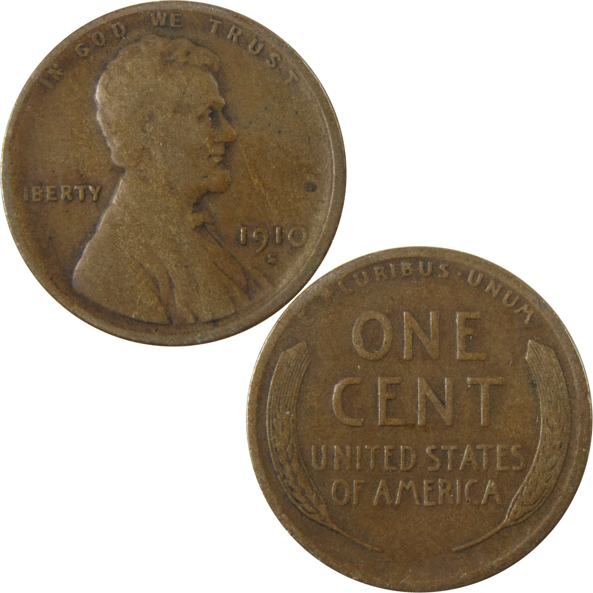 1910 S Lincoln Wheat Cent F Fine Penny 1c Coin Collectible SKU:I28136