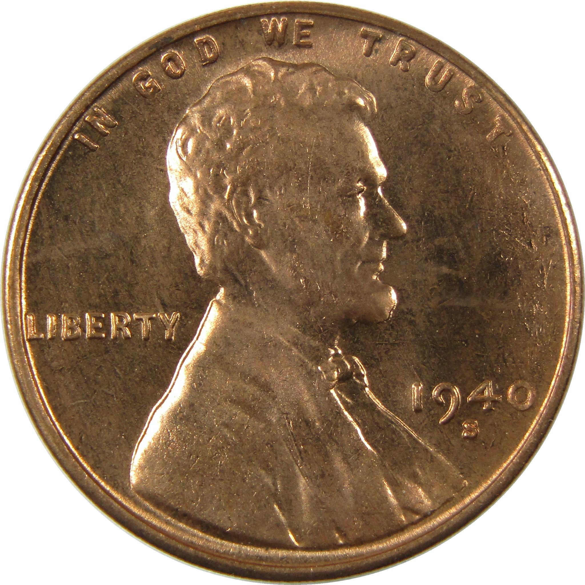1940 S Lincoln Wheat Cent Uncirculated Mint State Penny 1c Coin