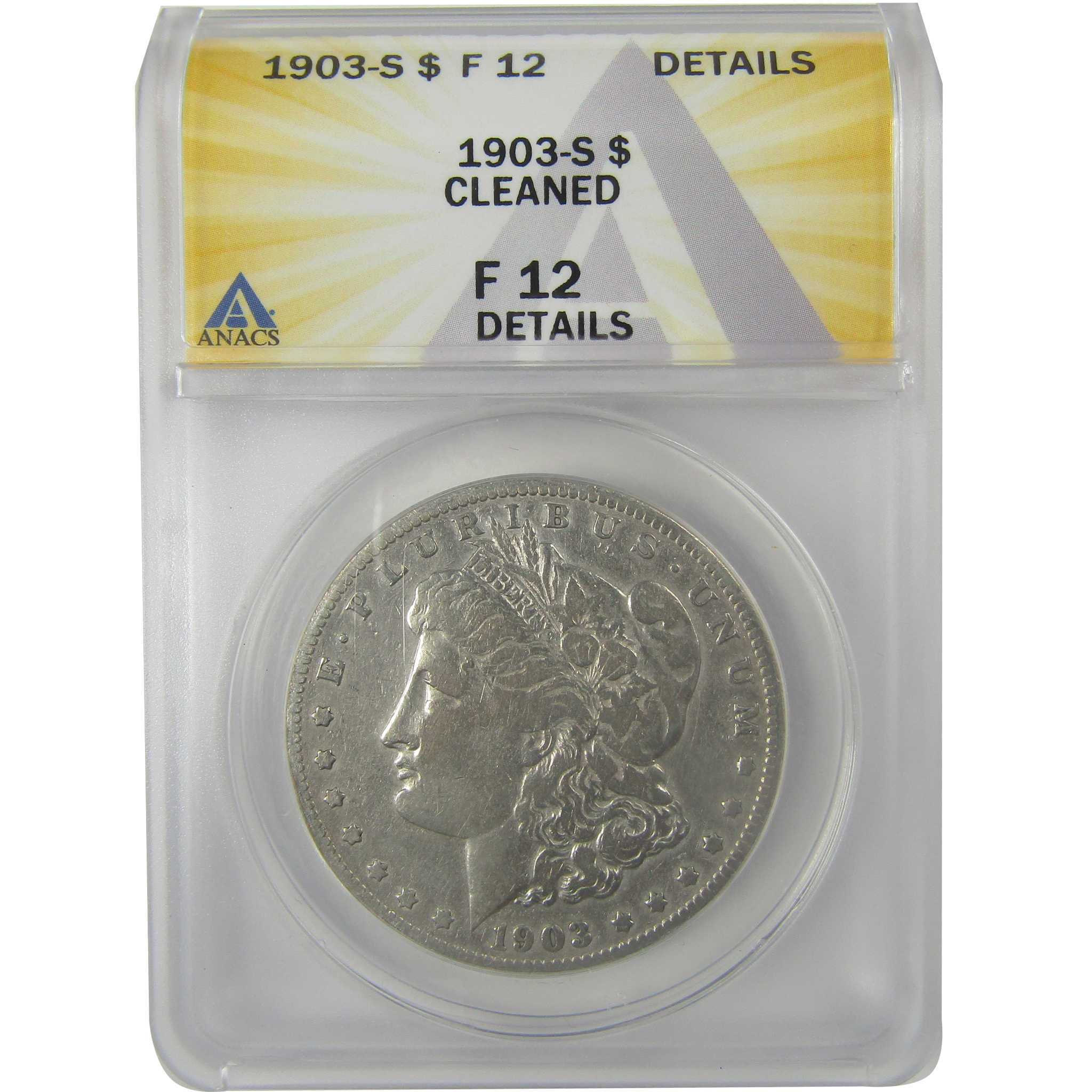 1903 S Morgan Dollar F 12 Details ANACS Silver $1 Coin SKU:I21696 - Morgan coin - Morgan silver dollar - Morgan silver dollar for sale - Profile Coins & Collectibles