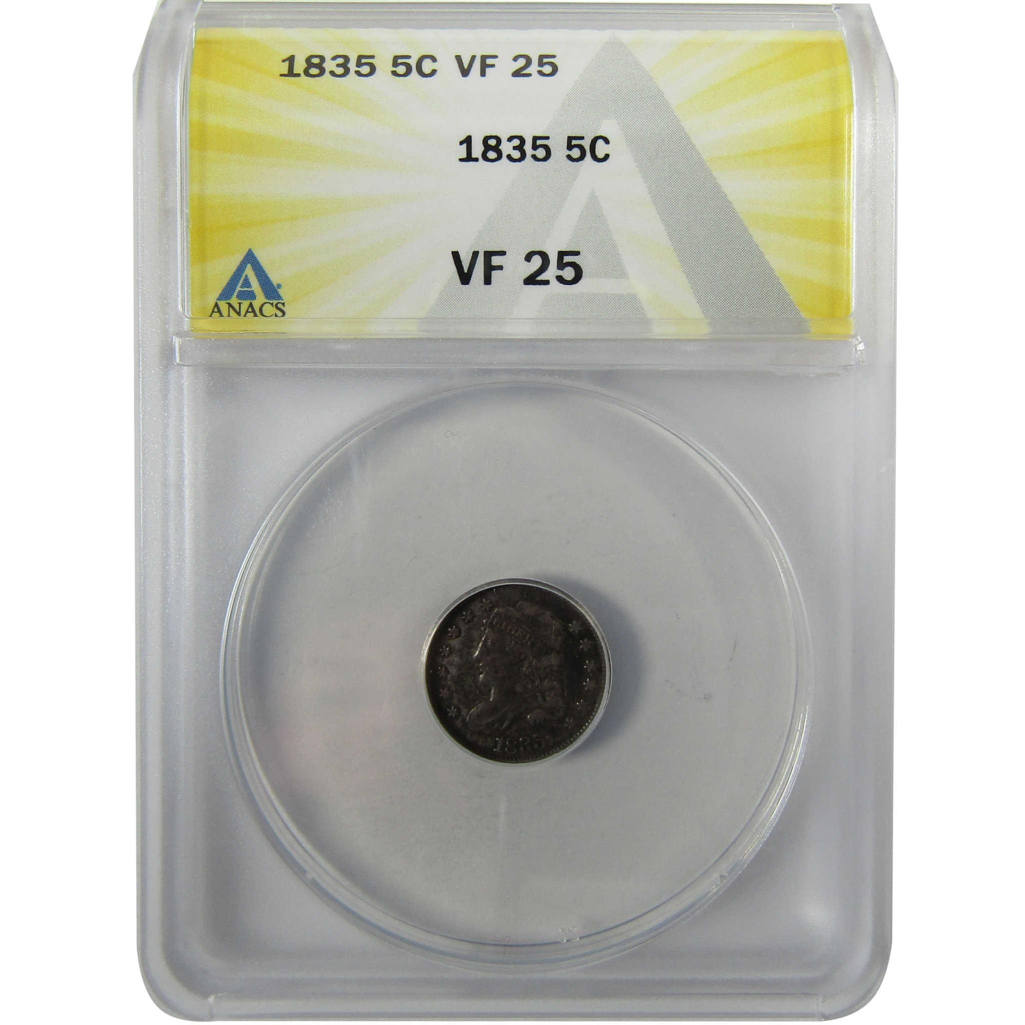 1835 Large Date and 5C Capped Bust Silver   10c VF 25 ANACS SKU:I28024