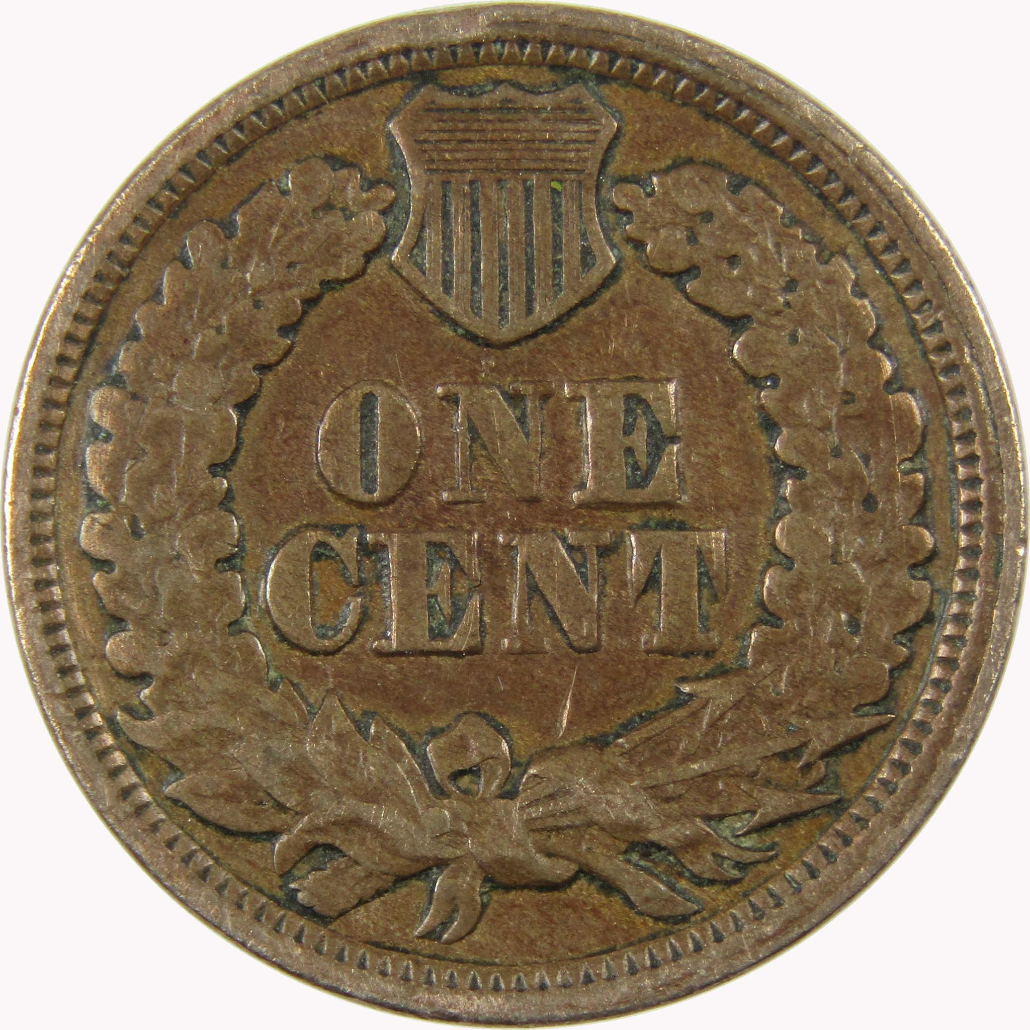 1863 Indian Head Cent F Fine Penny 1c Coin SKU:CP1107