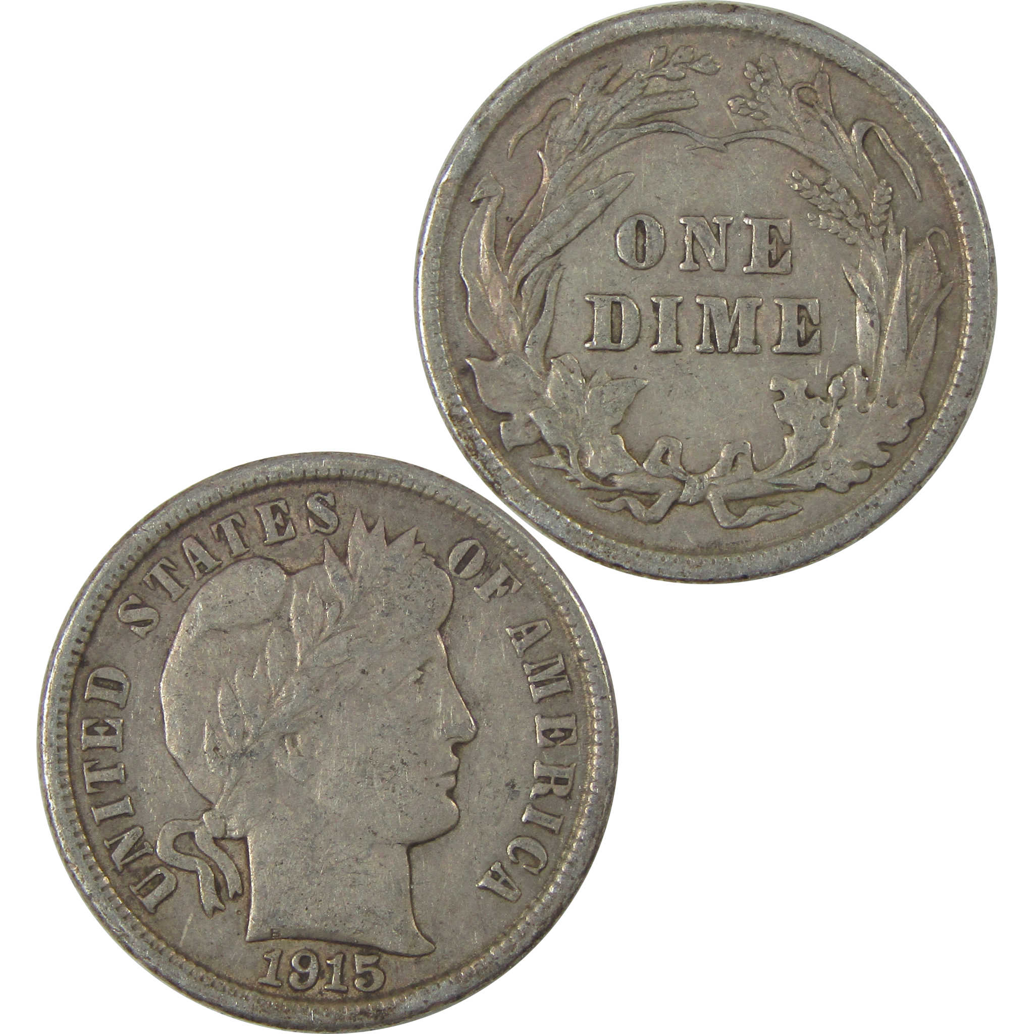 1915 Barber Dime XF EF Extremely Fine Silver 10c Coin SKU:I21110