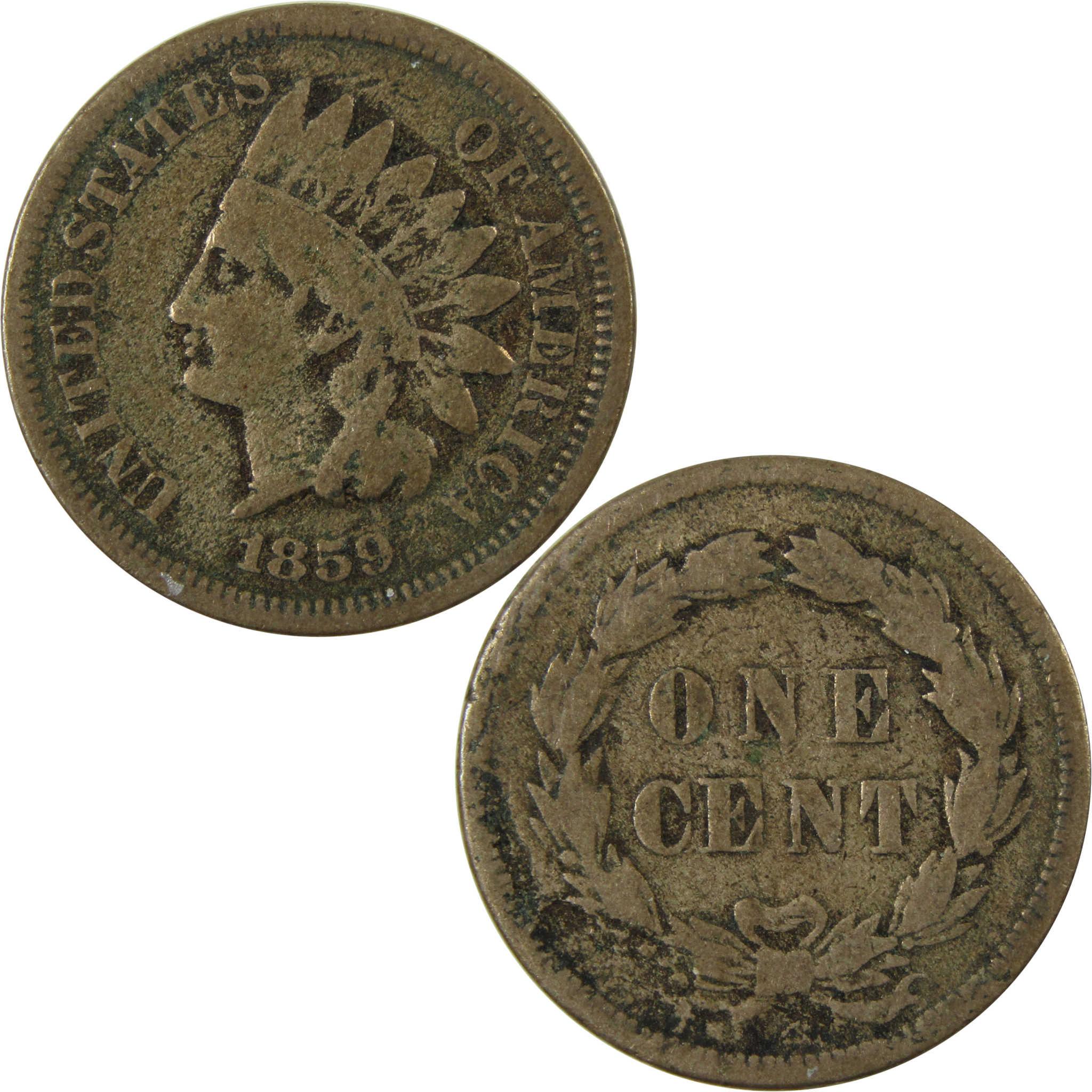1859 Indian Head Cent VG Very Good Penny 1c Coin SKU:CP1293