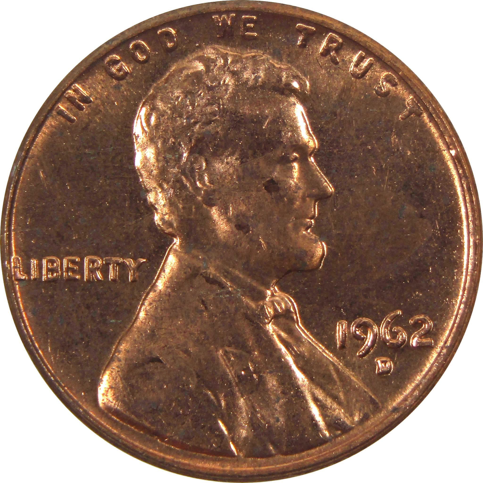 1962 D Lincoln Memorial Cent BU Uncirculated Penny 1c Coin