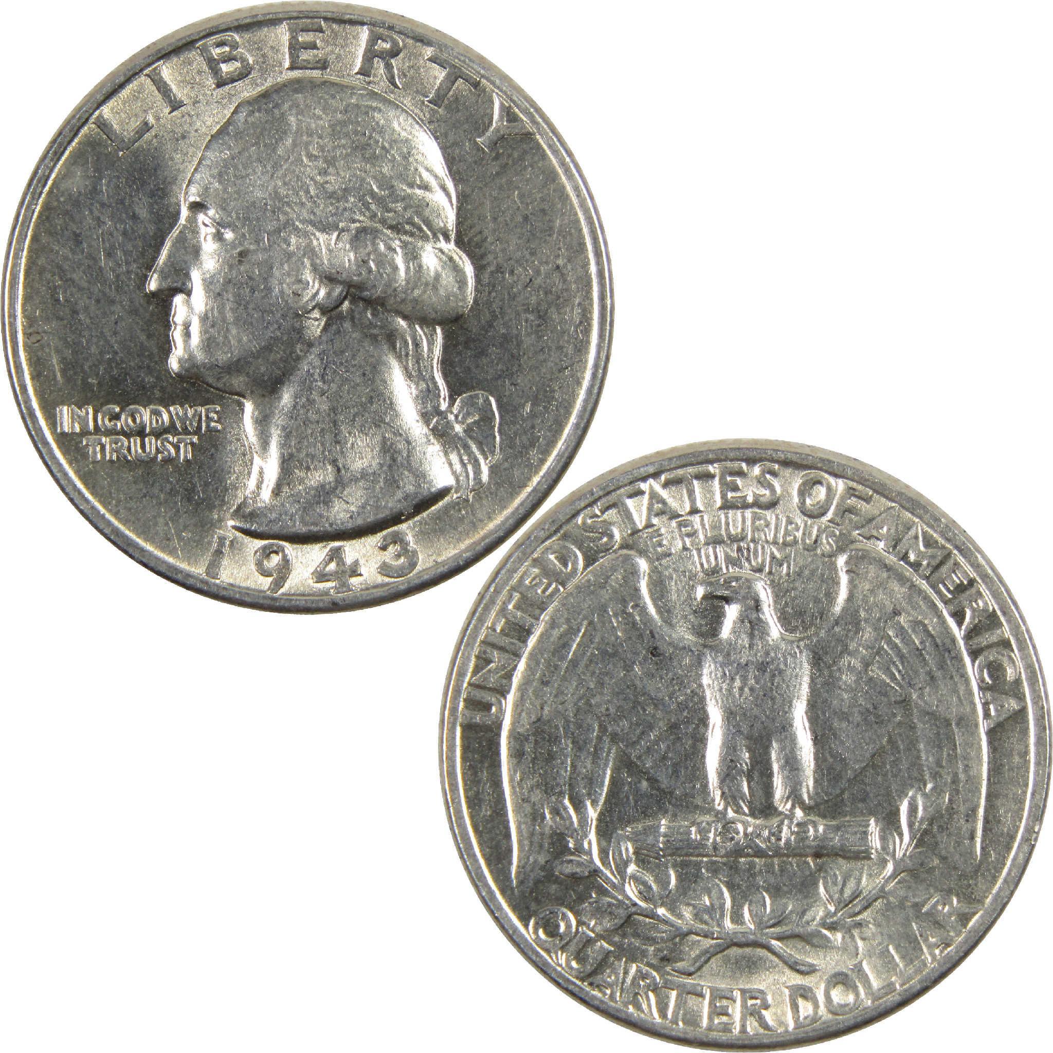 1943 Washington Quarter AU About Uncirculated Silver 25c Coin