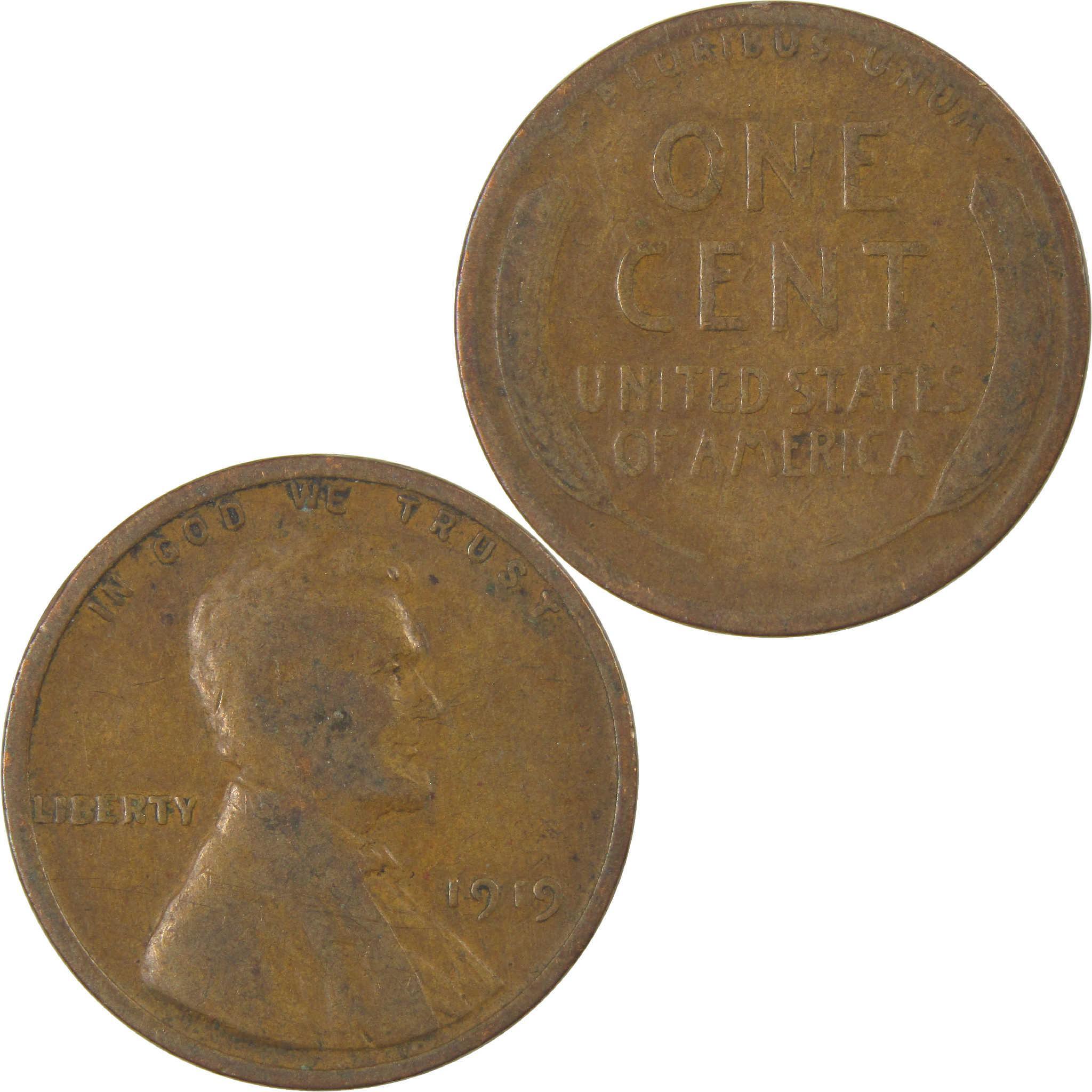 1919 Lincoln Wheat Cent G Good Penny 1c Coin Collectible