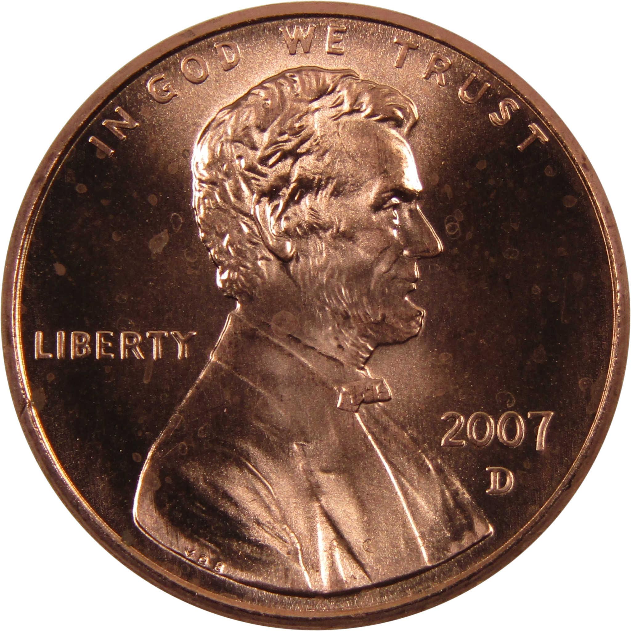 2007 D Lincoln Memorial Cent BU Uncirculated Penny 1c Coin