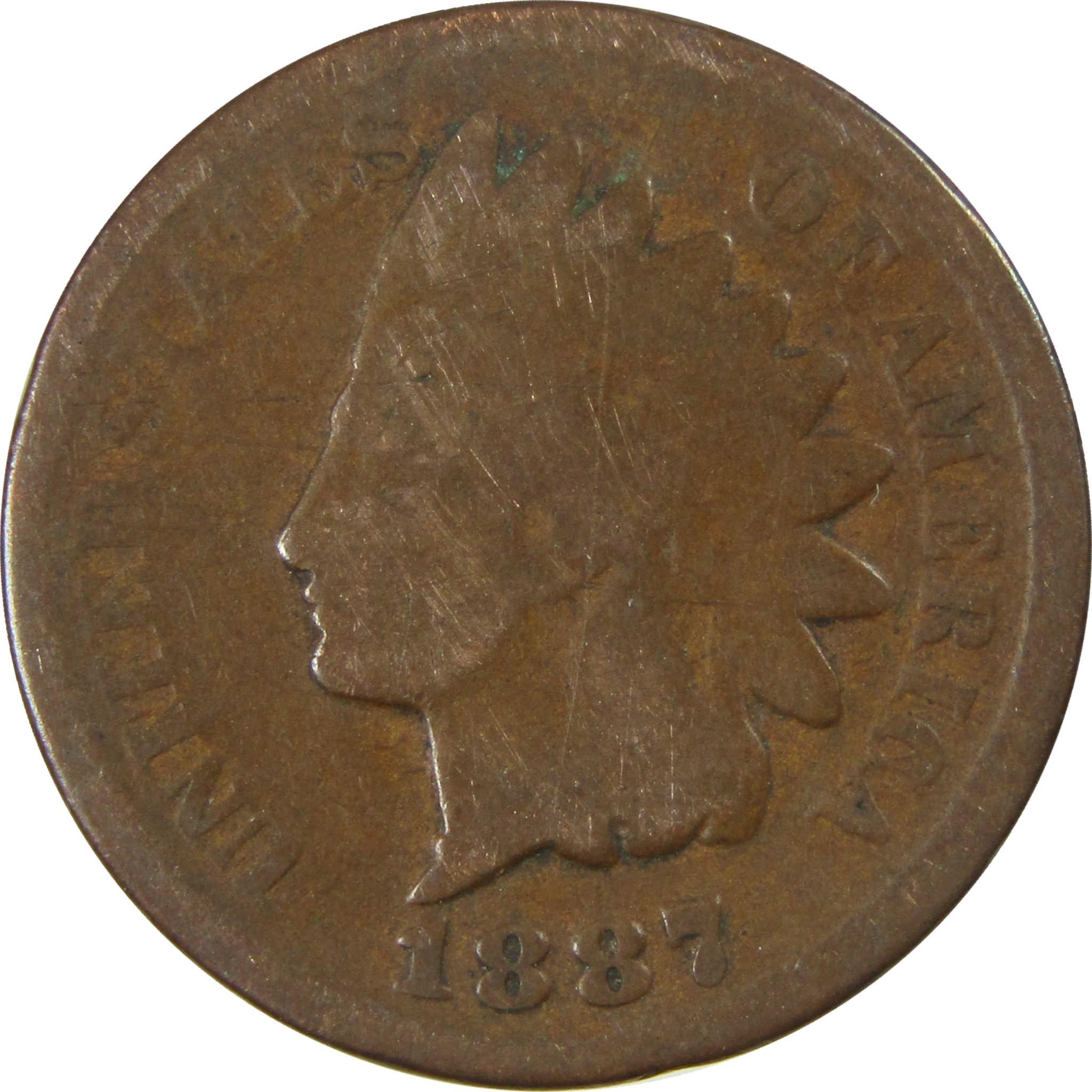 1887 Indian Head Cent G Good Penny 1c Coin SKU:I27053