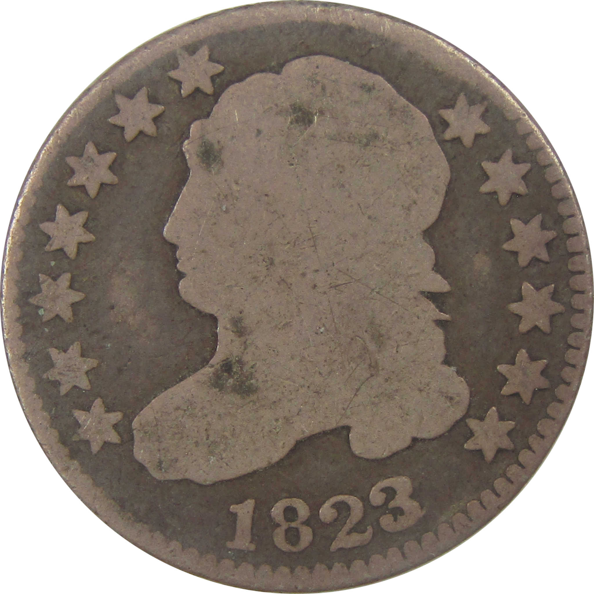 1823/2 Capped Bust Dime AG About Good Silver 10c Coin SKU:I21647