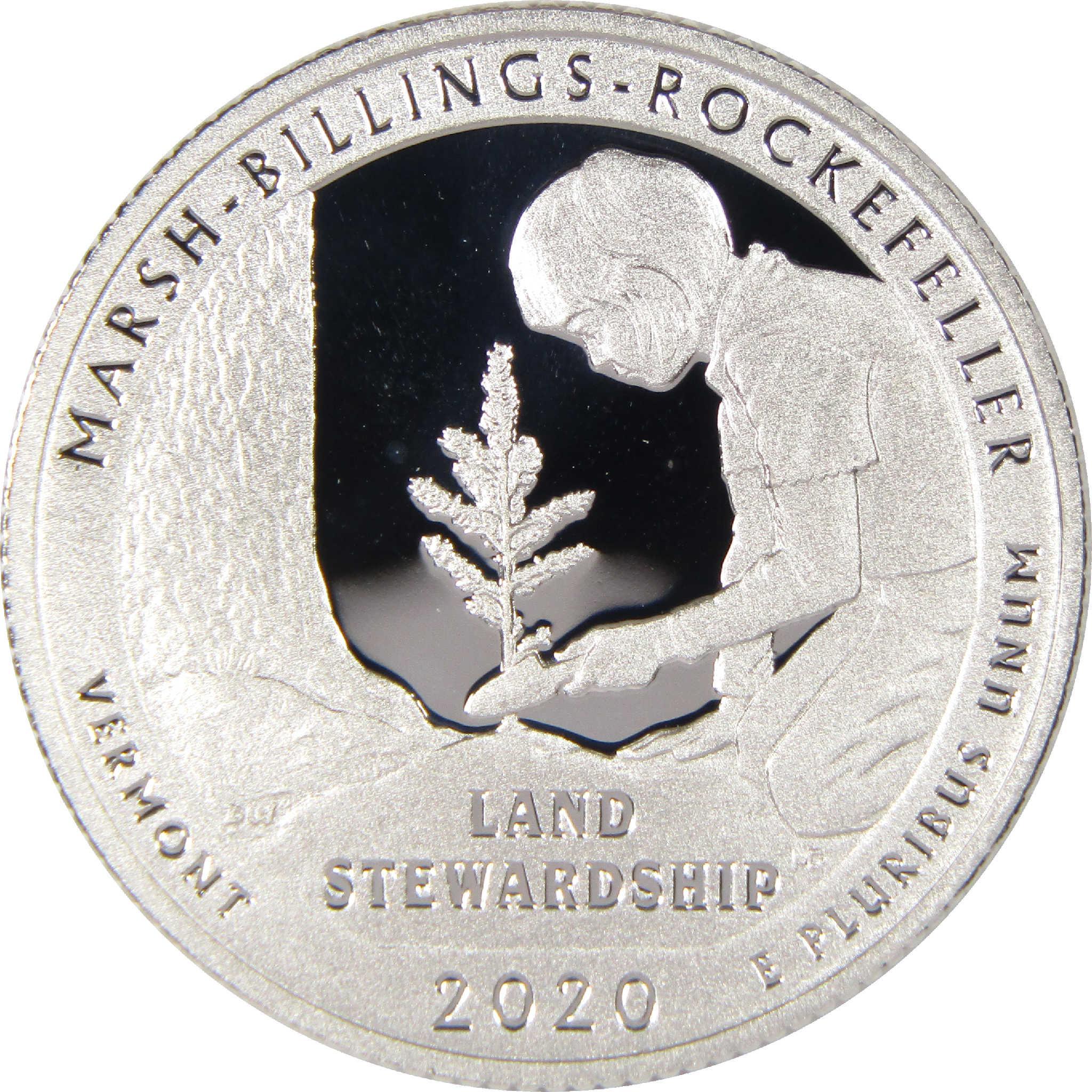 2020 Marsh-Billings-Rockefeller Vermont quarter featuring land stewardship design