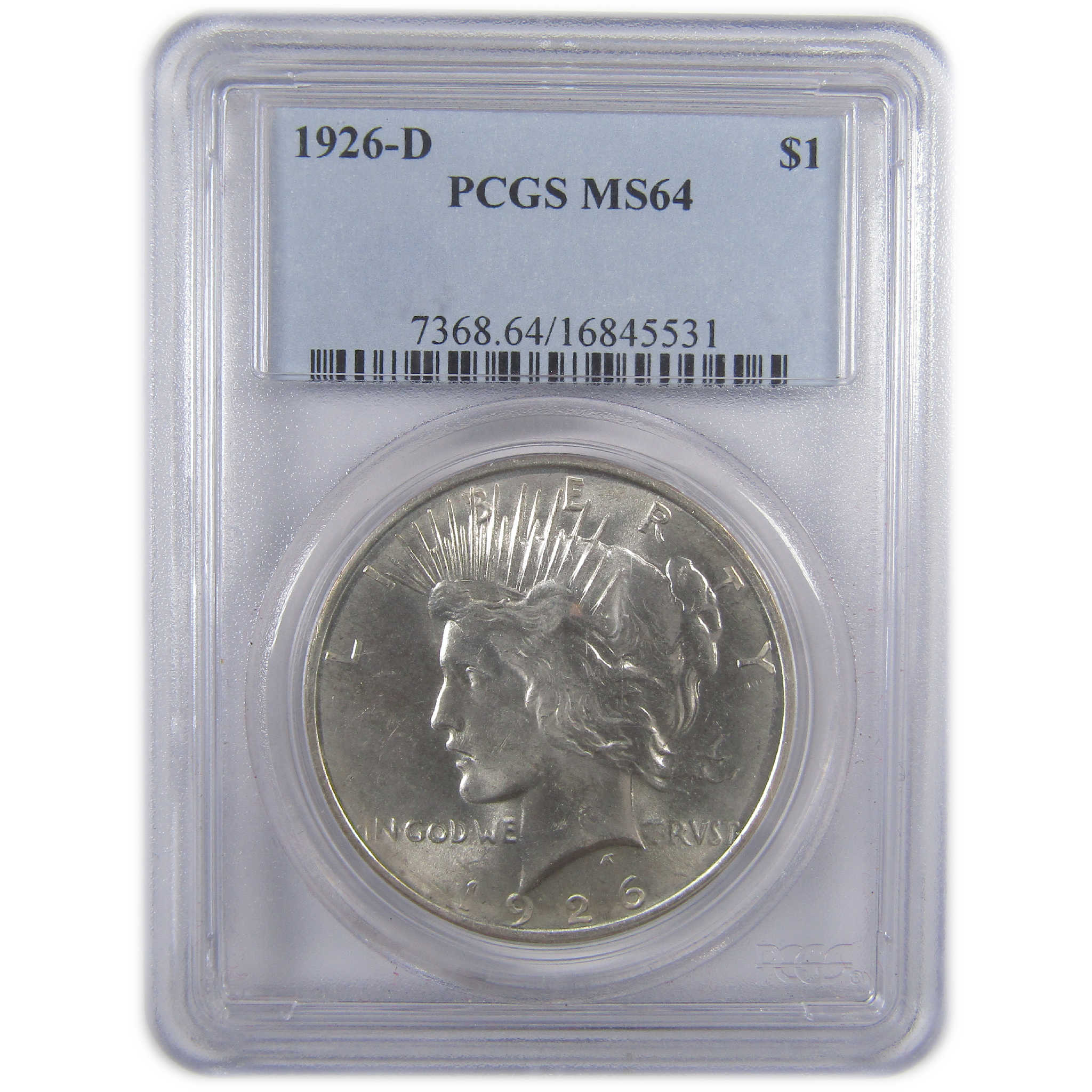 1926 D Peace Dollar MS 64 PCGS Silver Uncirculated $1 Coin SKU:I18177
