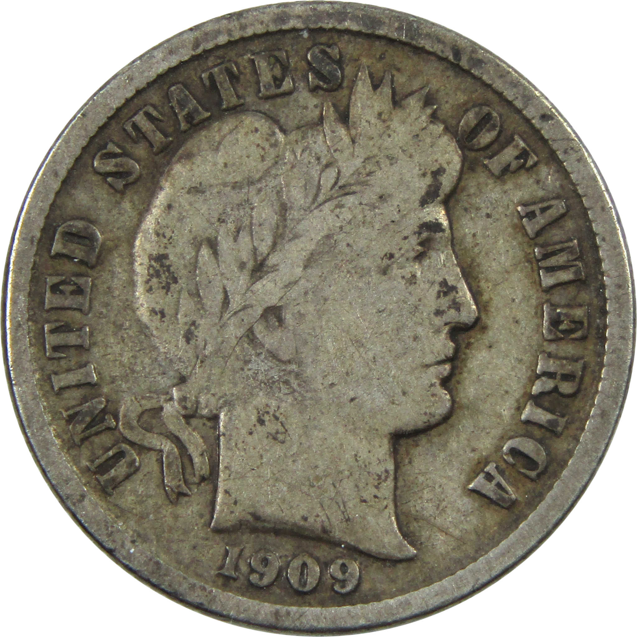 1909 S Barber Dime F Fine Silver 10c Coin SKU:I14045