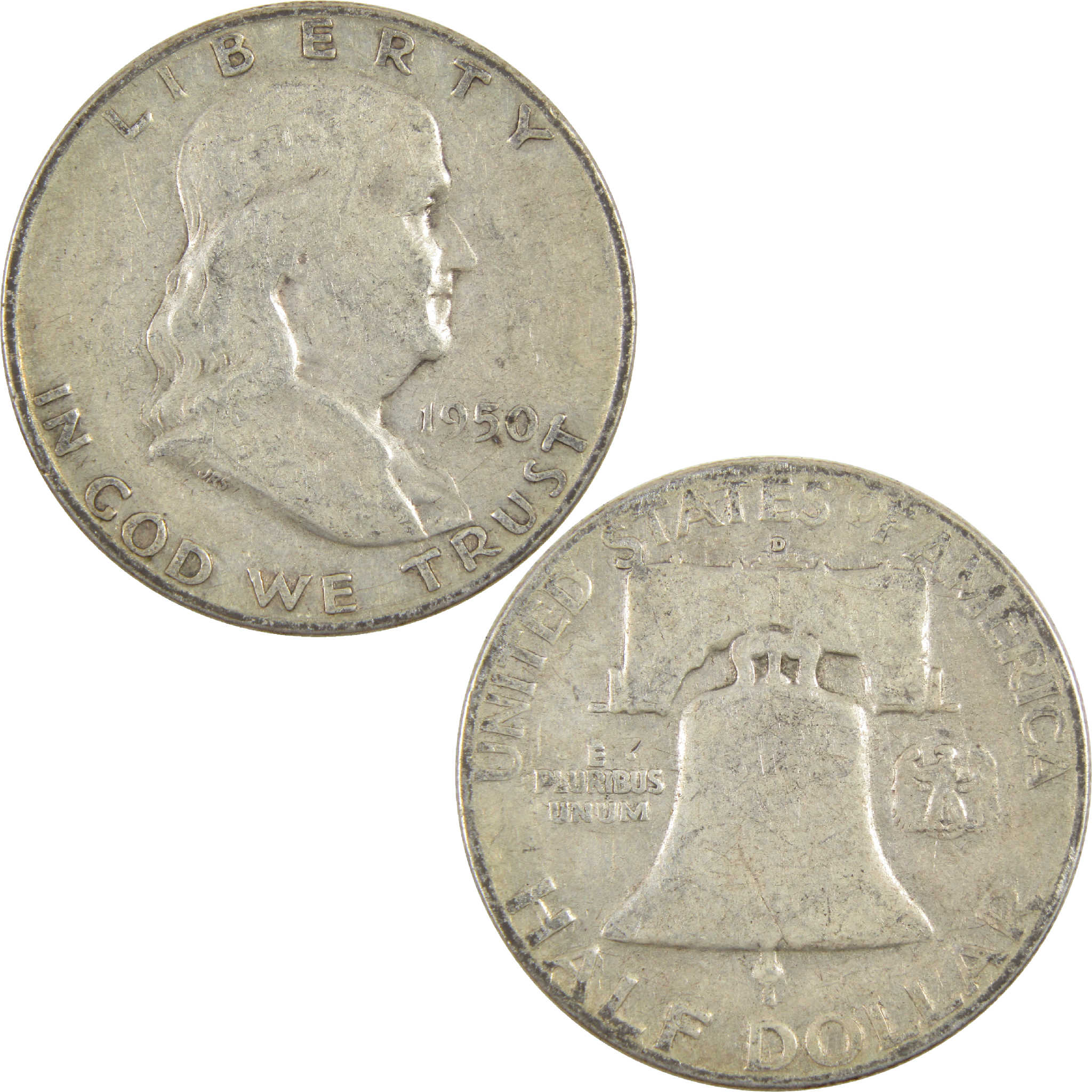 1950 D Franklin Half Dollar VG Very Good Silver 50c Coin