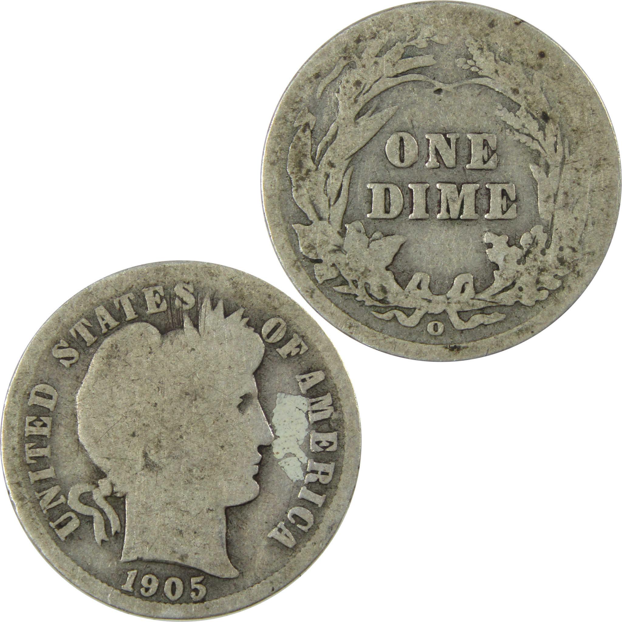 1905 O Micro O Barber Silver Dime AG About Good 10c Coin SKU:I26626
