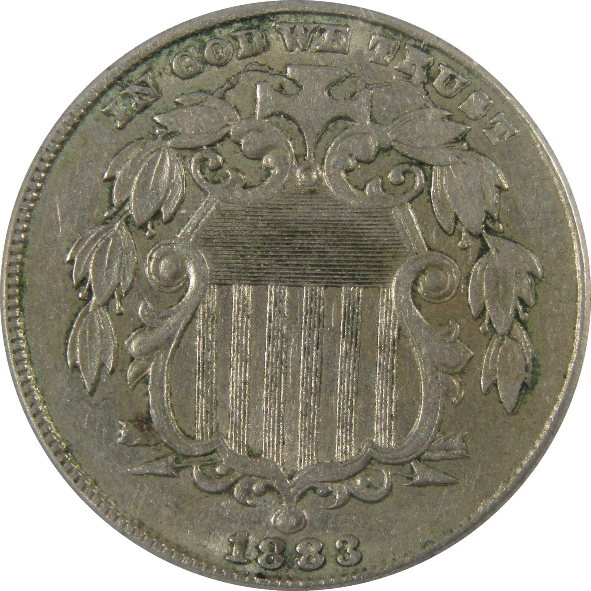 1883 Shield Nickel AU 55 ANACS 5c Coin Collectible SKU:I28025